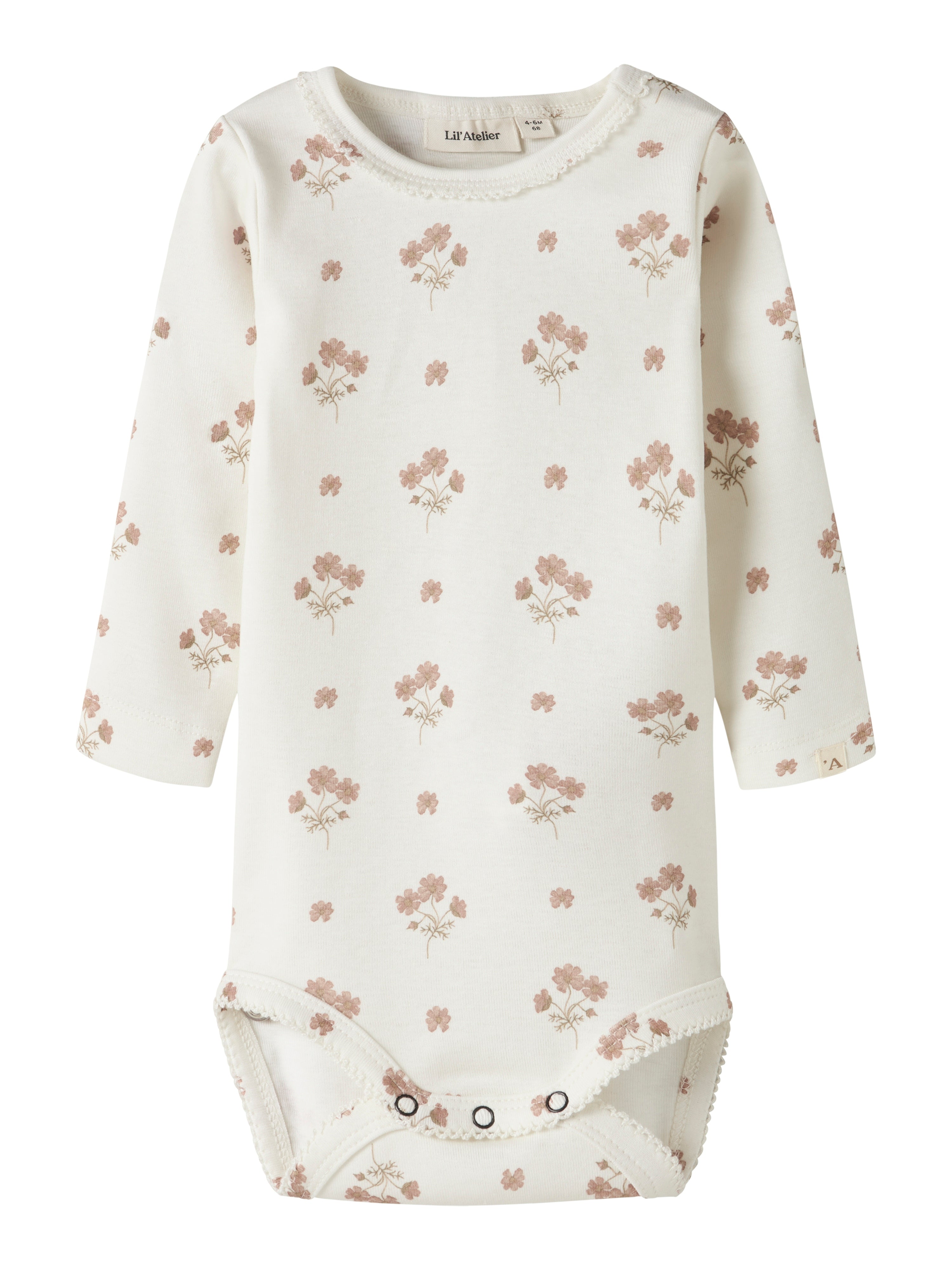 Lil Atelier Layo Sig LS Slim Body - Coconut Milk/Flower Pink