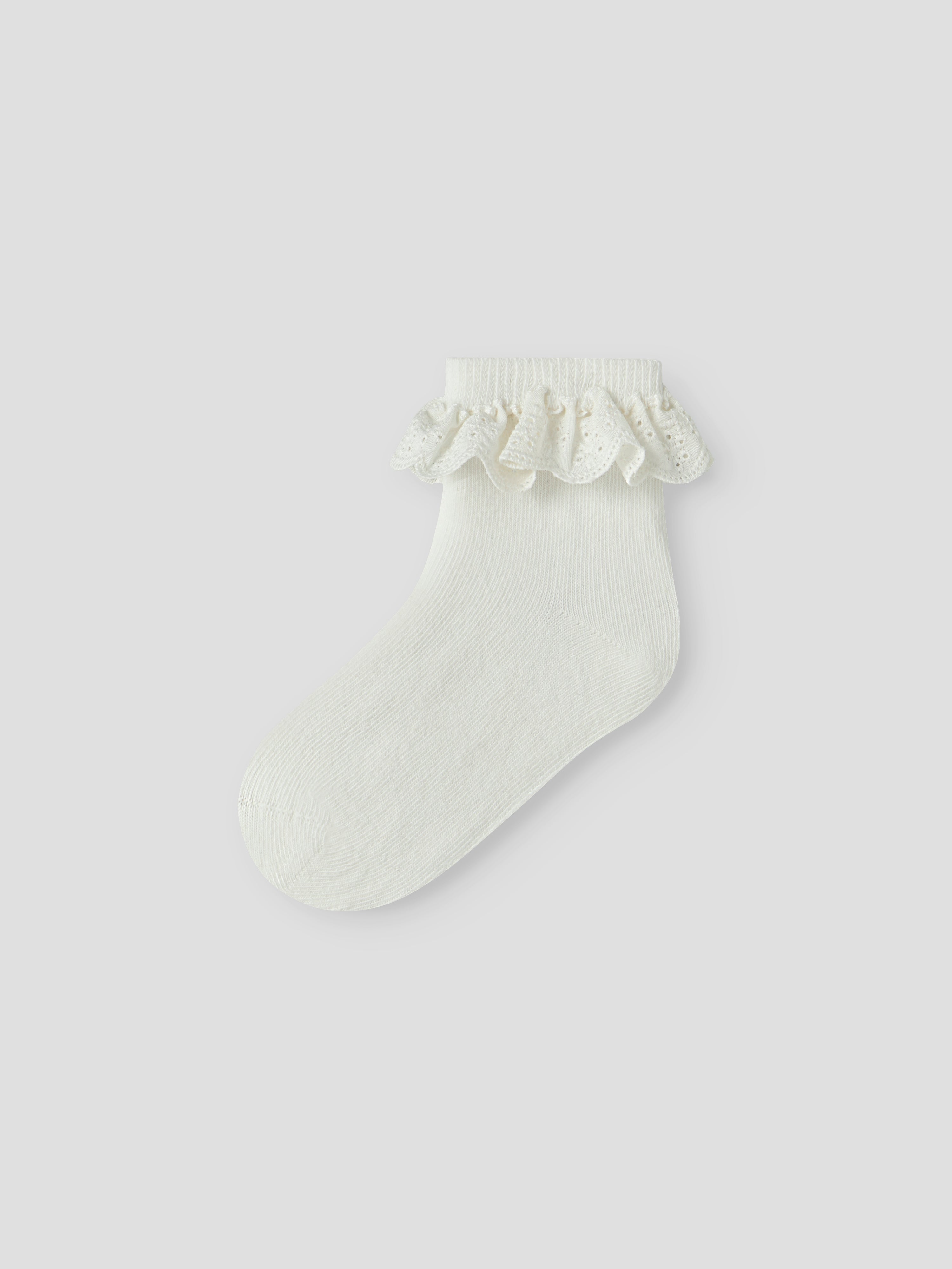 Lil Atelier Dertrud Ankelstrømpe med Blondekant 2 pak - Coconut Milk