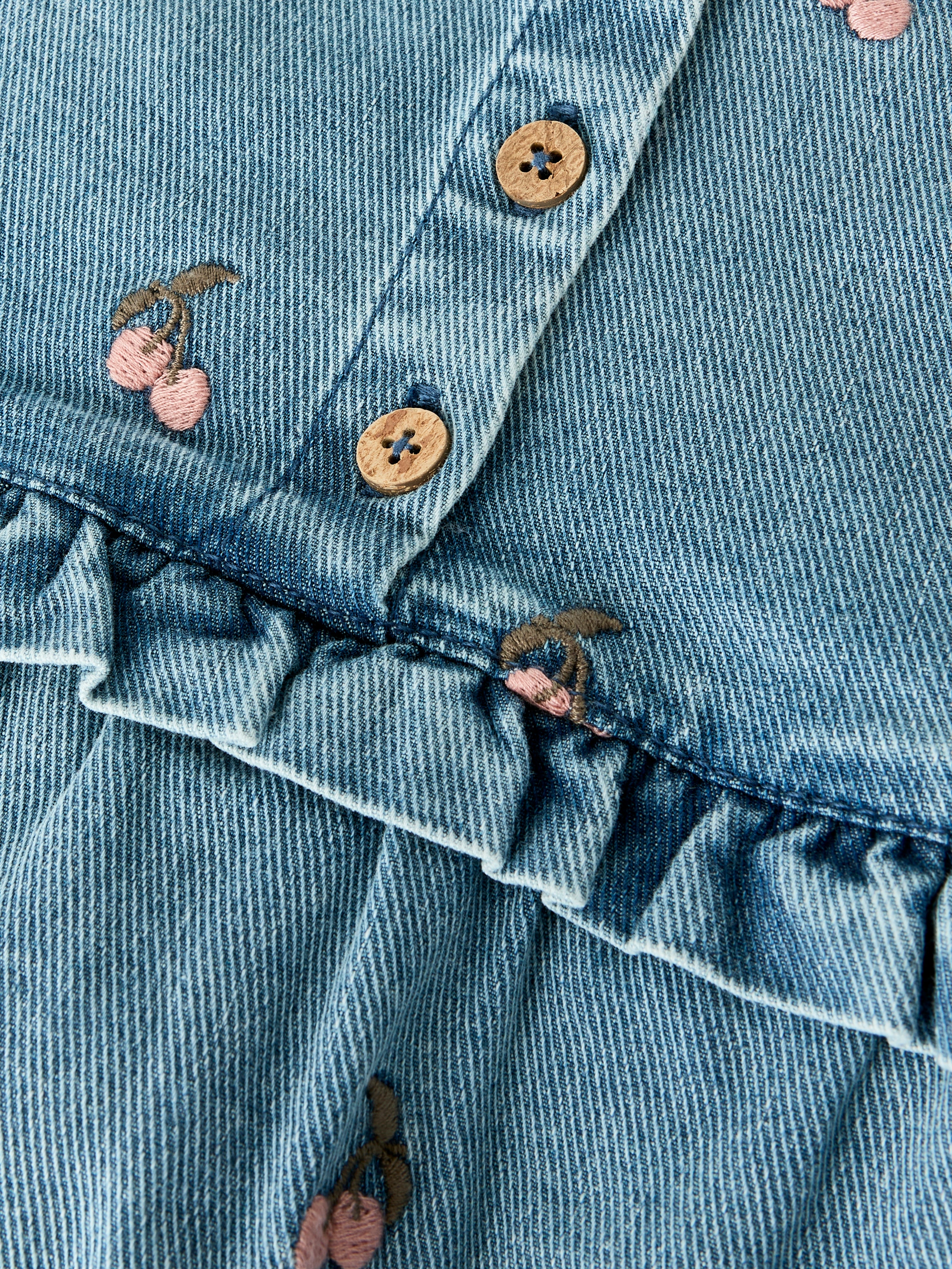 Lil Atelier Deva Loose Emb Spencer - Medium Blue Denim/Cherry