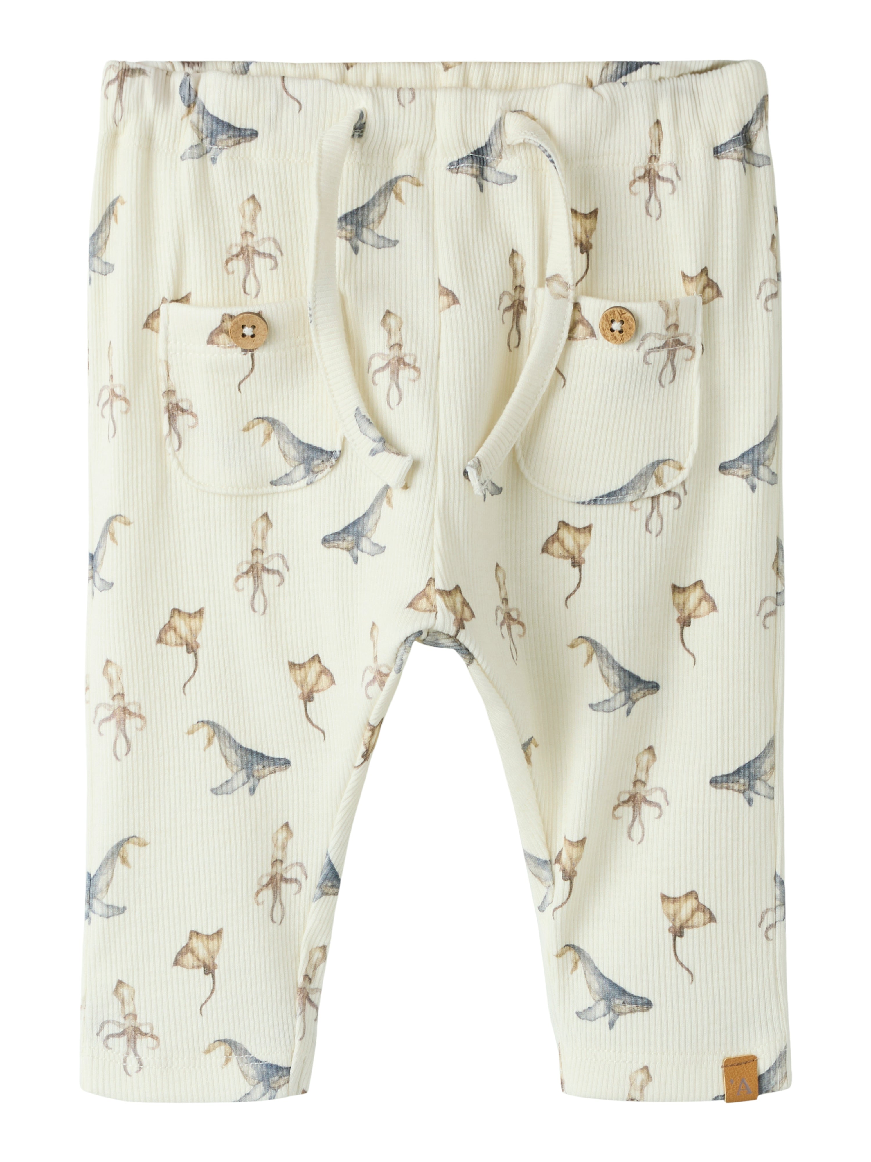 Lil Atelier Lavo Eki Loose Pants - Coconut Milk/Sea Animals