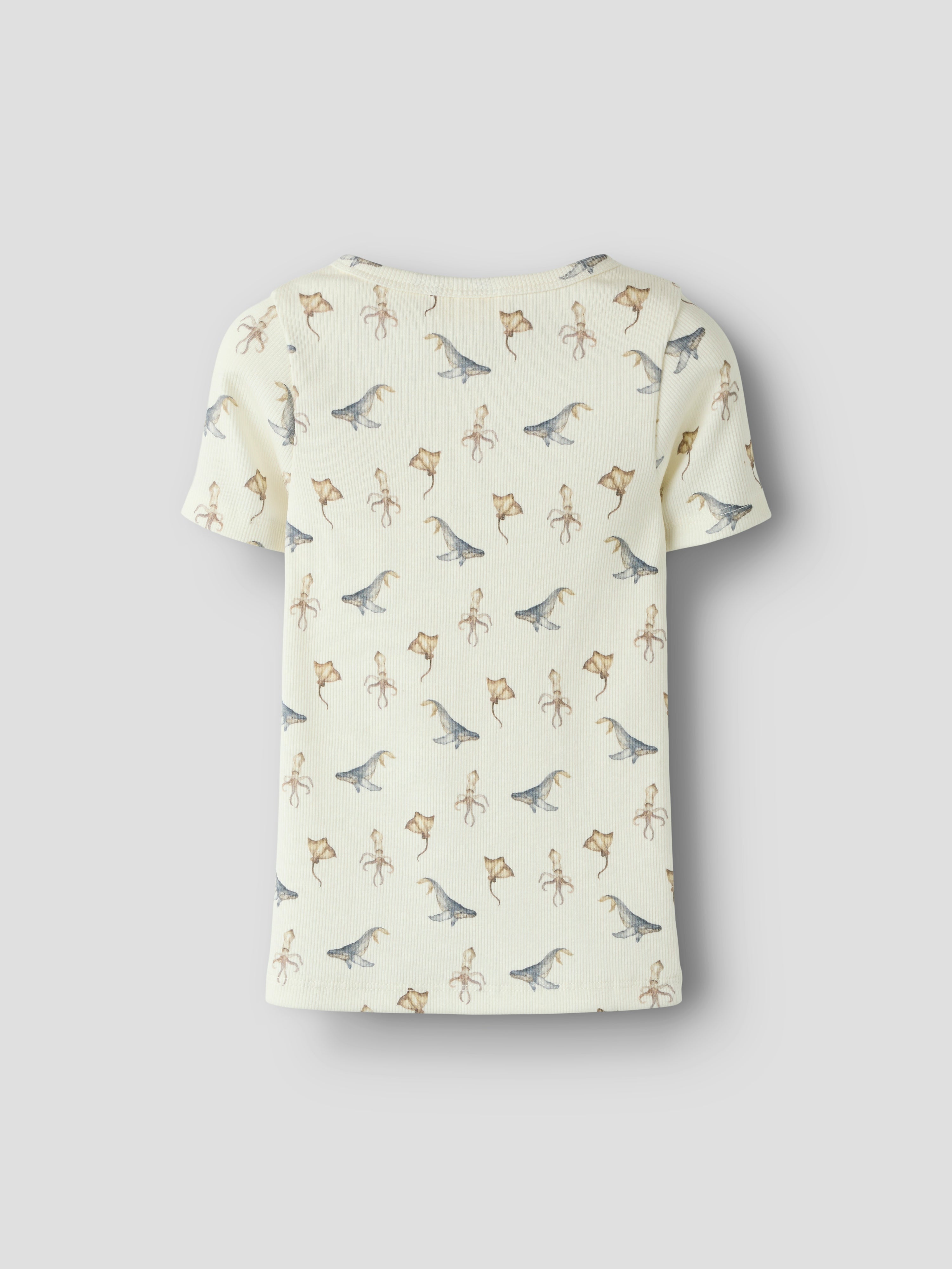 Lil Atelier Lavo Esi SS Slim Top - Coconut Milk/Sea Animals