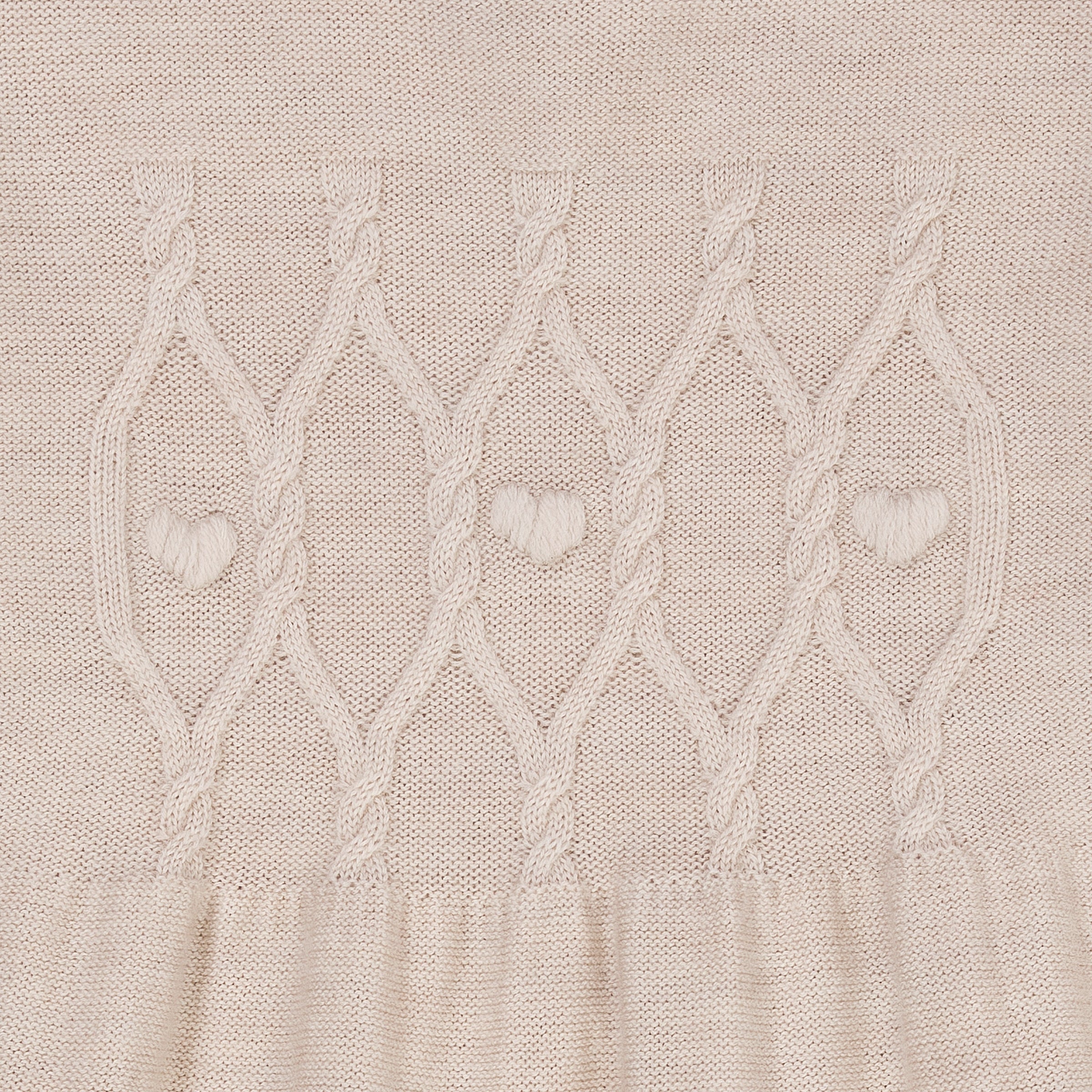 Copenhagen Colors Merino Cable Dress W. Hearts - Pale Cream Melange