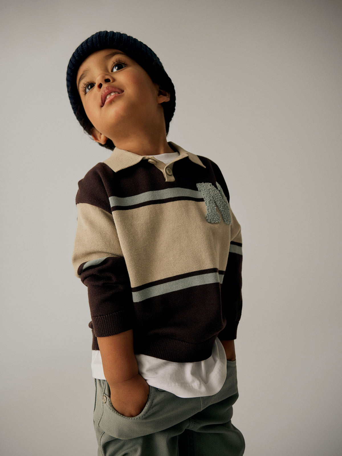 Name It Ral - LS Knit Polo - Chocolate Plum / With N