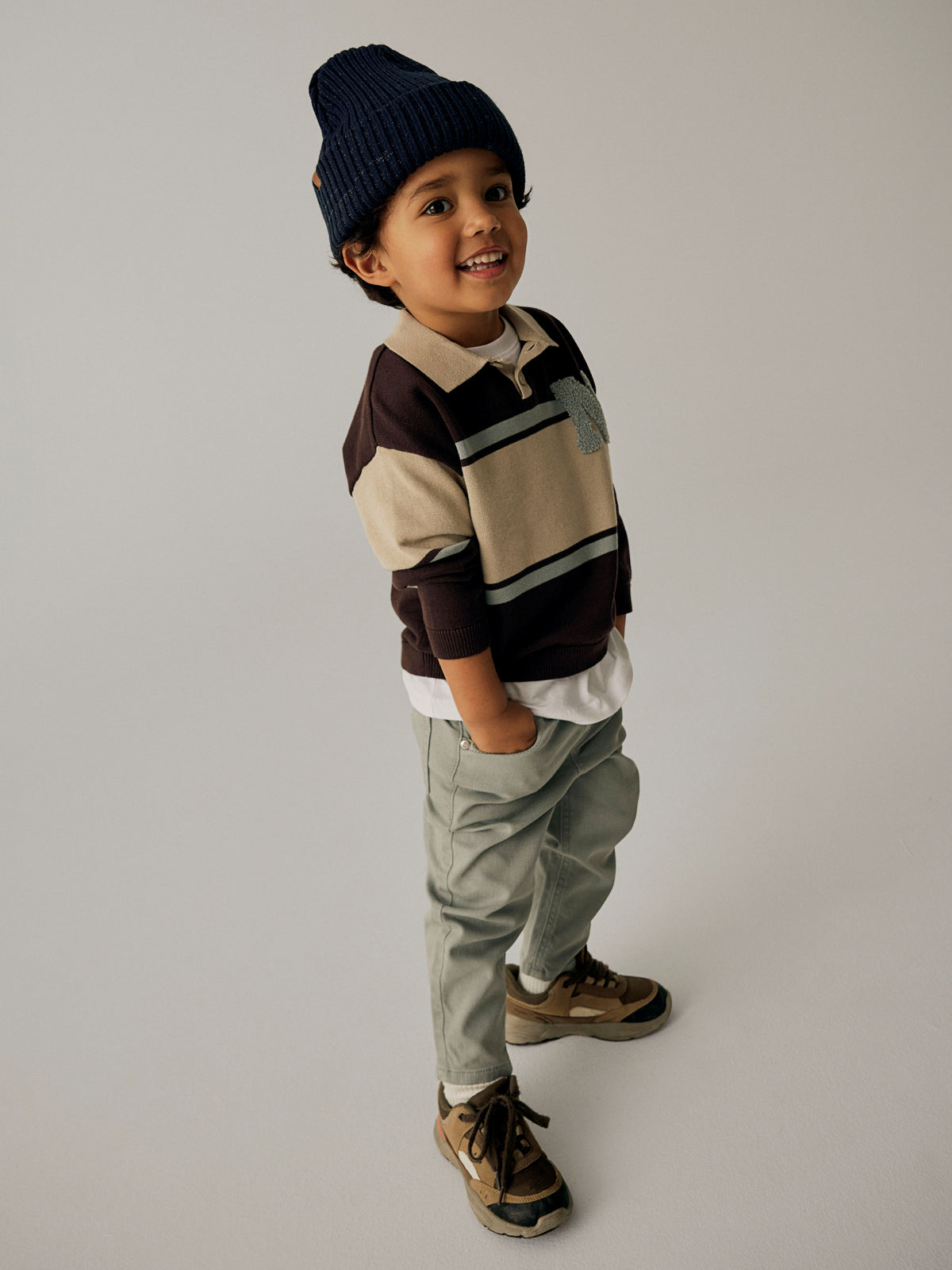 Name It Ral - LS Knit Polo - Chocolate Plum / With N