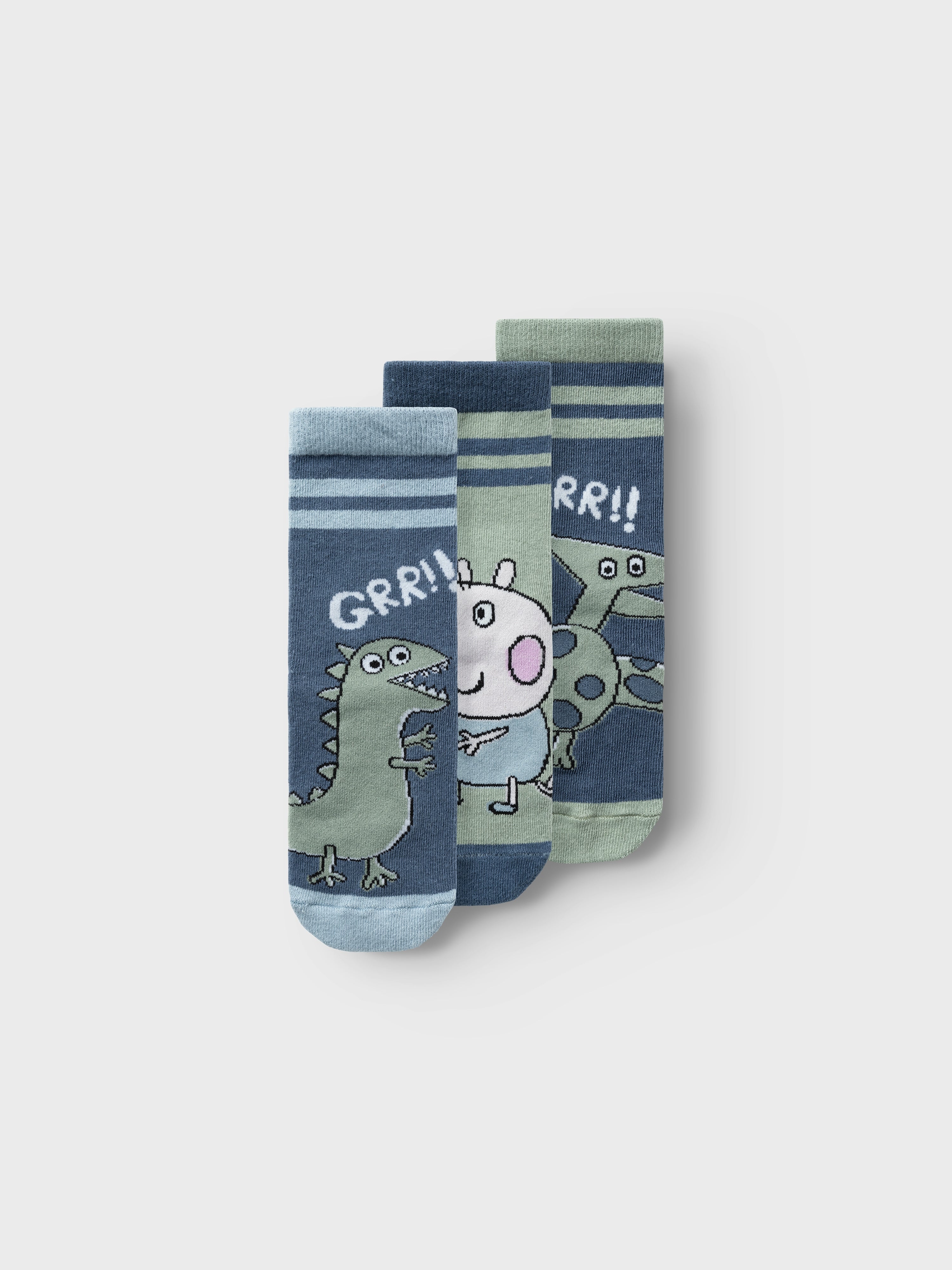 Name It Adinis Gurli Gris 3 pak strømper - Bering Sea