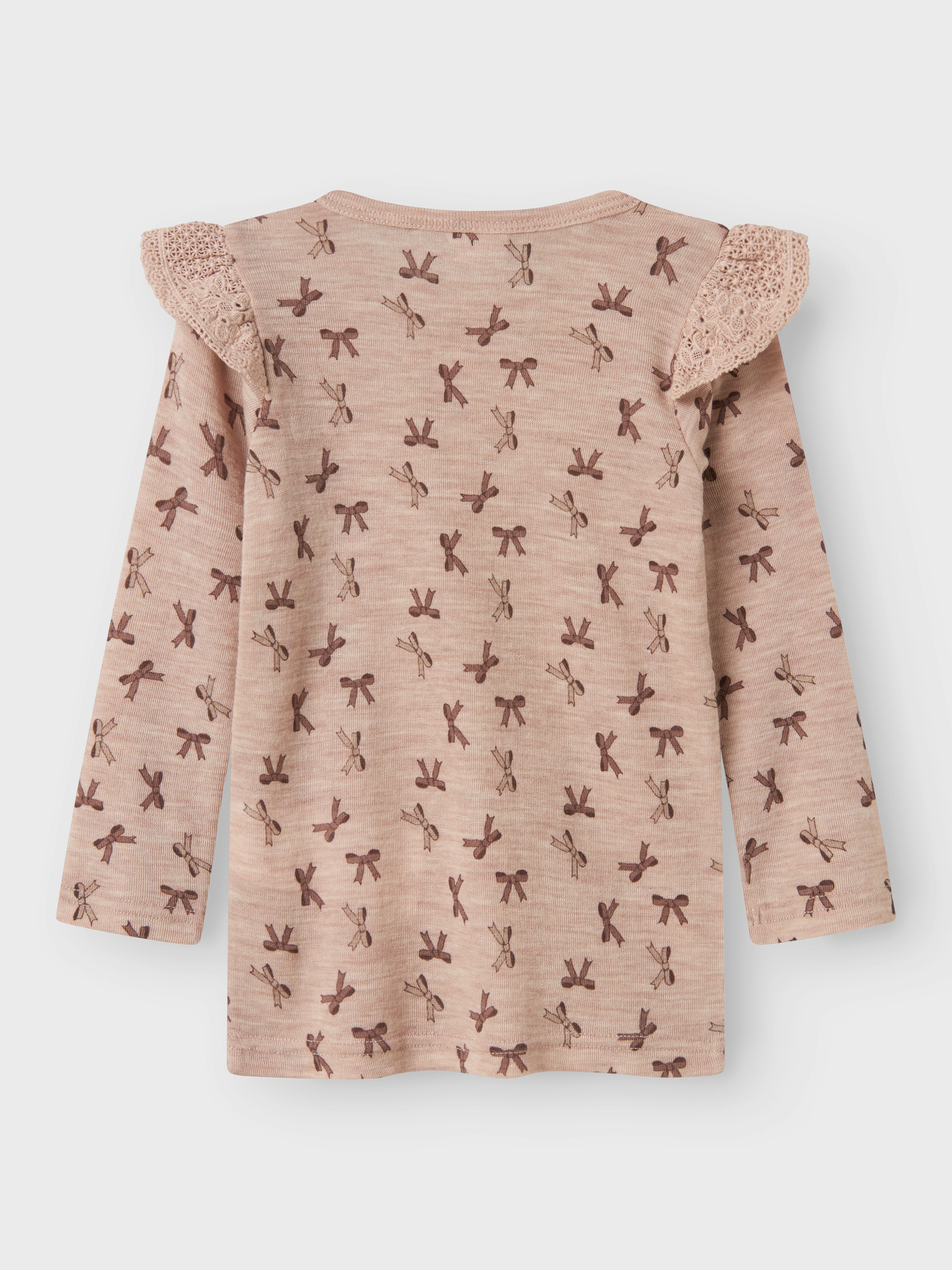 Name It Wang Wool Rib LS Top - Shadow Gray/Bow