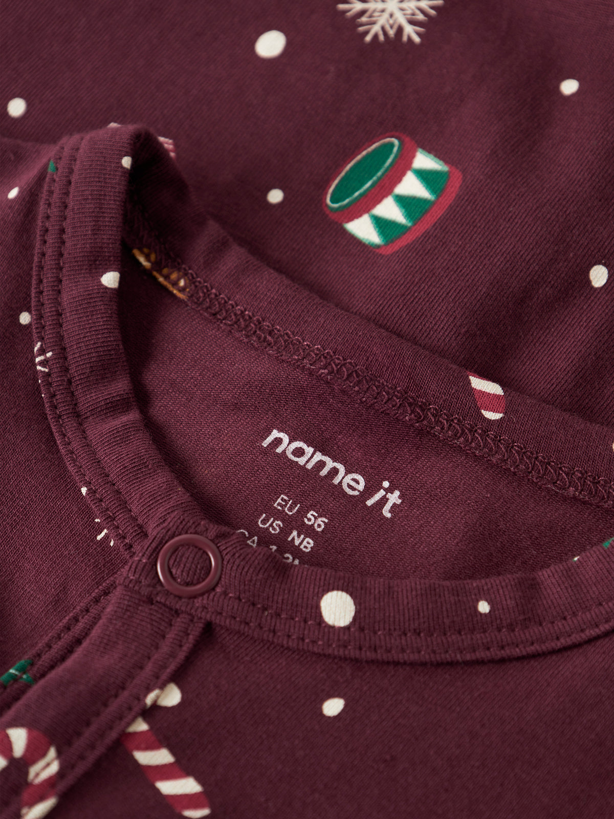 Name It Vismas - LS Nightsuit - Burgundy / Christmas