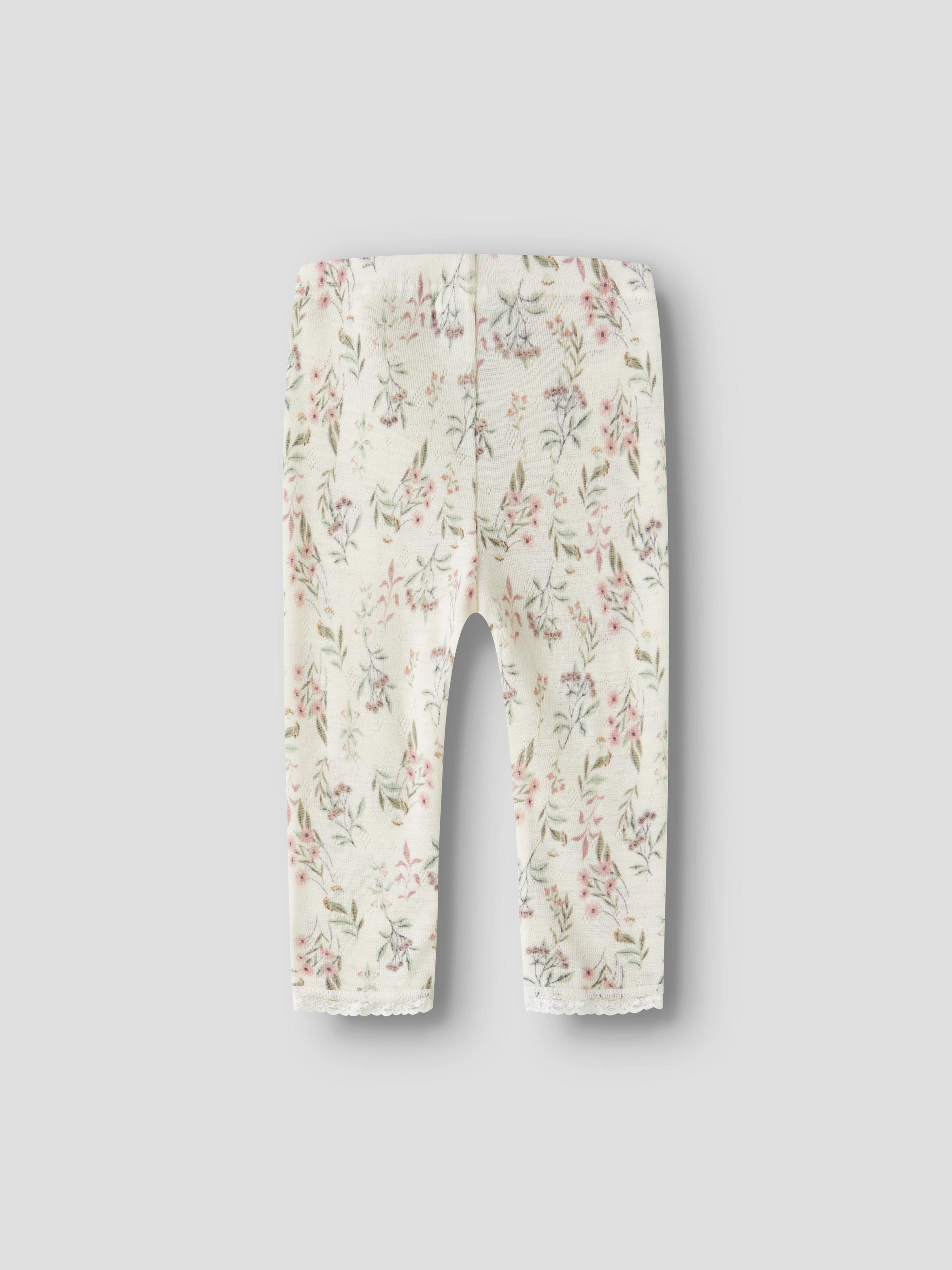 Name It Wang - Wool Needle Leggings - Snow White/Flower