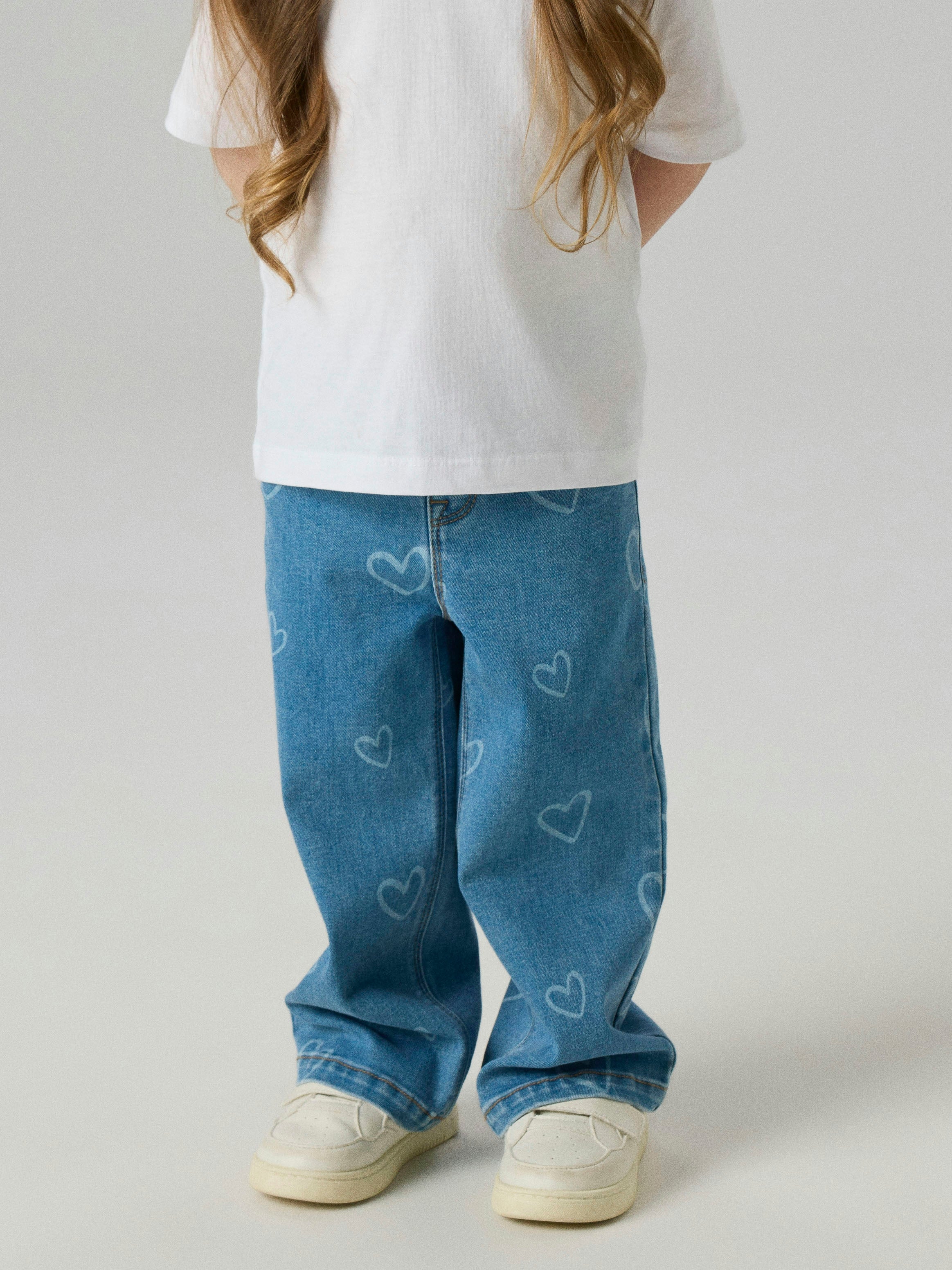Name It Rose - Wide Jeans - Medium Blue Denim/Heart