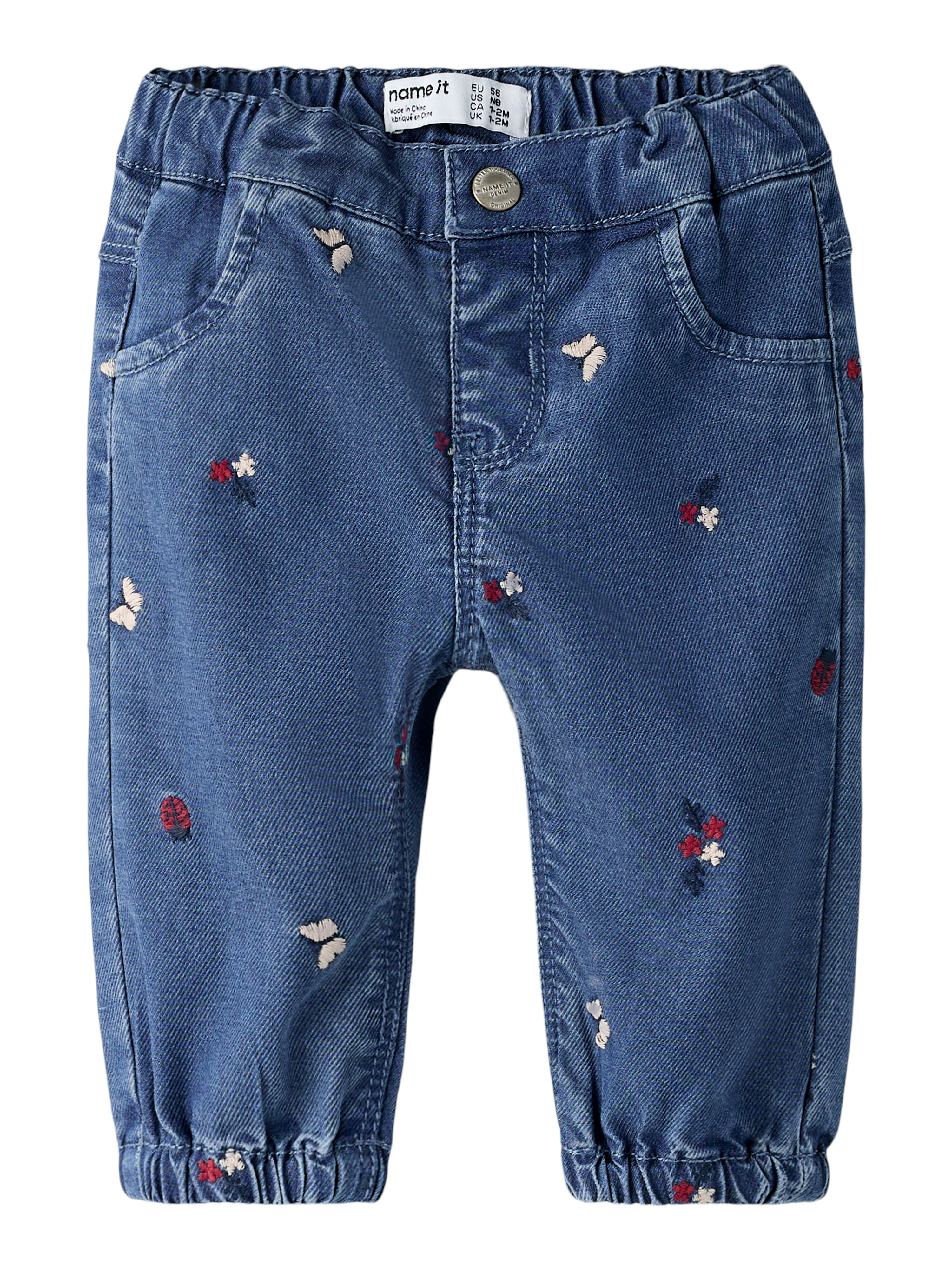 Name It Rose - Mom EMB Jeans - Medium Blue Denim/Nature