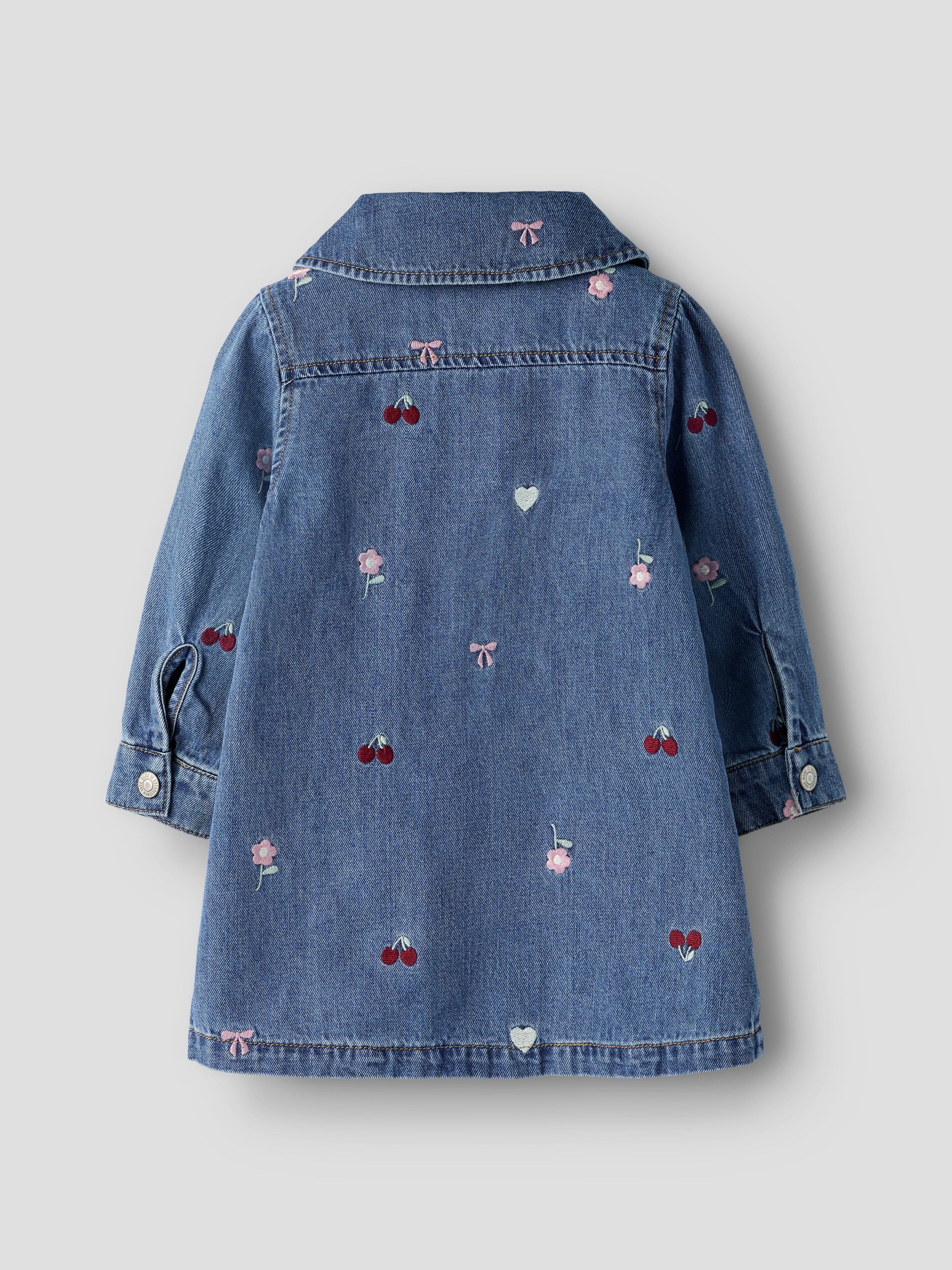 Name It Emily - LS EMB Denim Dresss - Medium Blue Denim