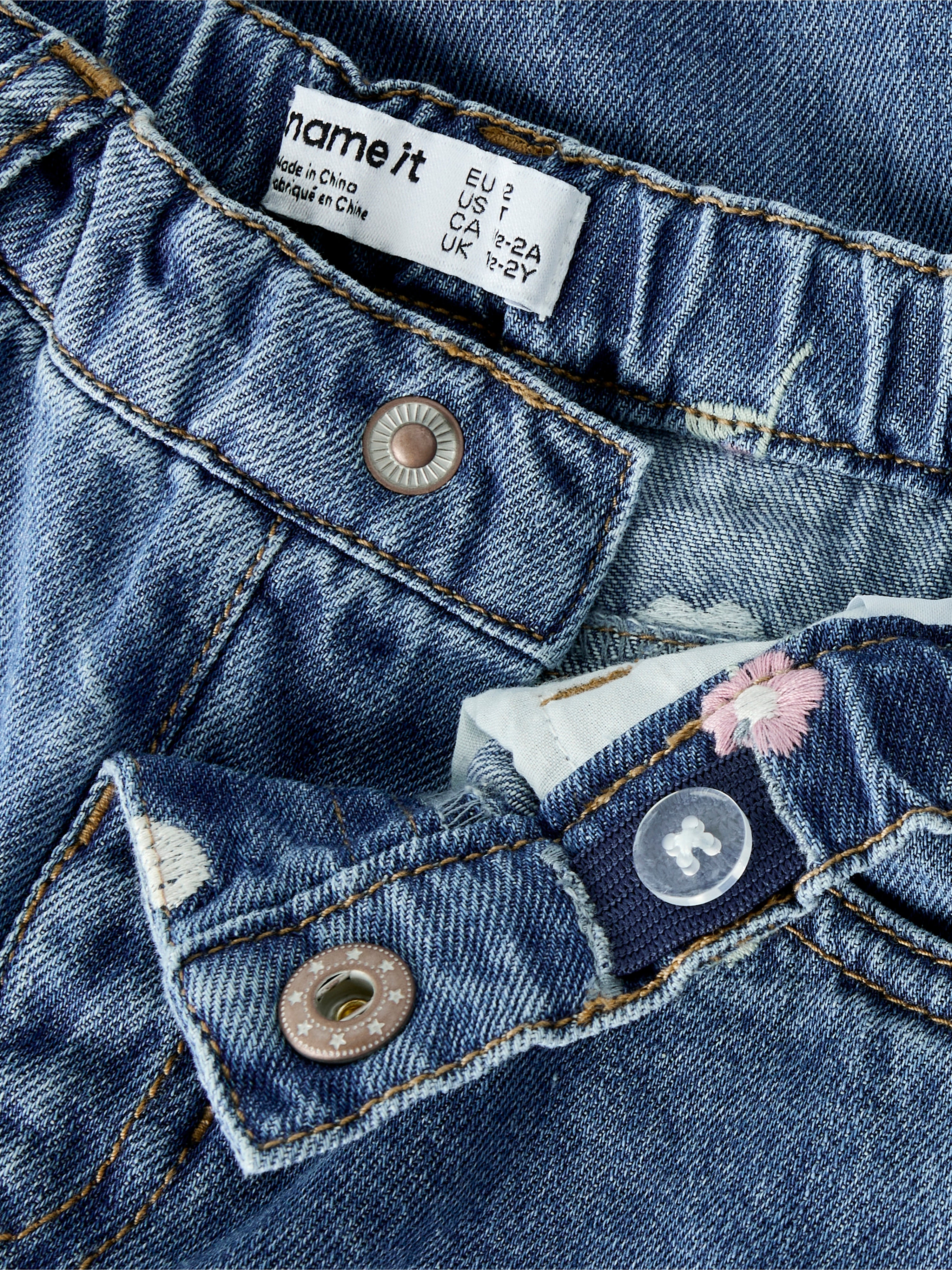 Name It Bella - Barrel EMB Jeans - Medium Blue Denim