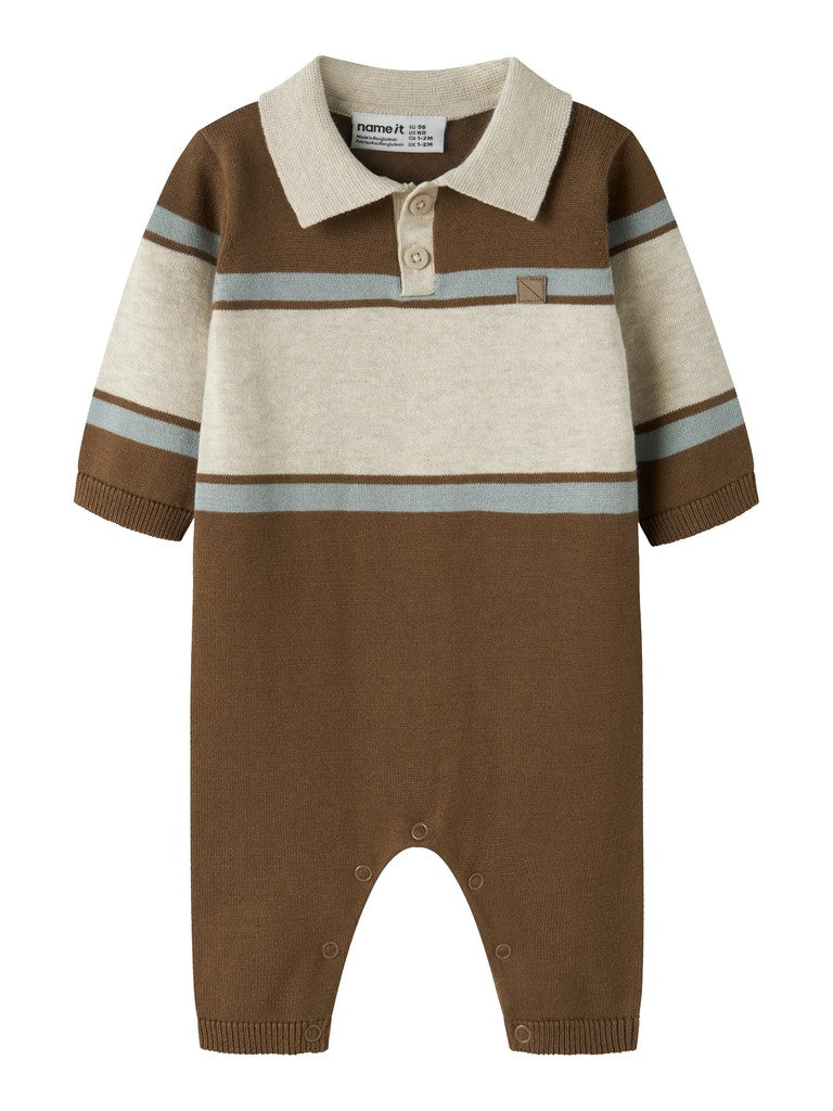 Name It Ral - LS Knit Polo Suit - Sepia