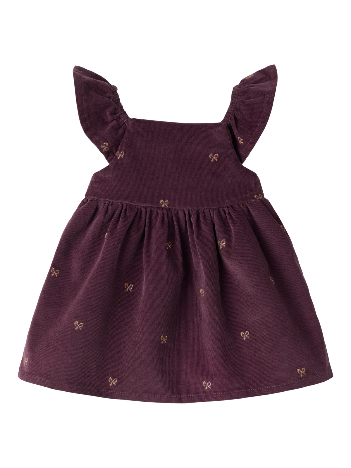 Name It Elina - AOP Cord. Dress - Catawba Grape / Glitter Bows