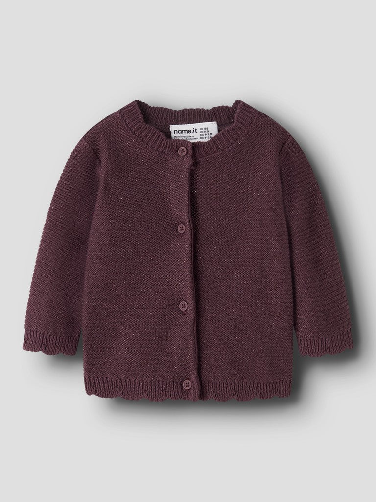 Name It Radia - LS Knit Cardigan - Catawba Grape / Tone In Tone Lurex
