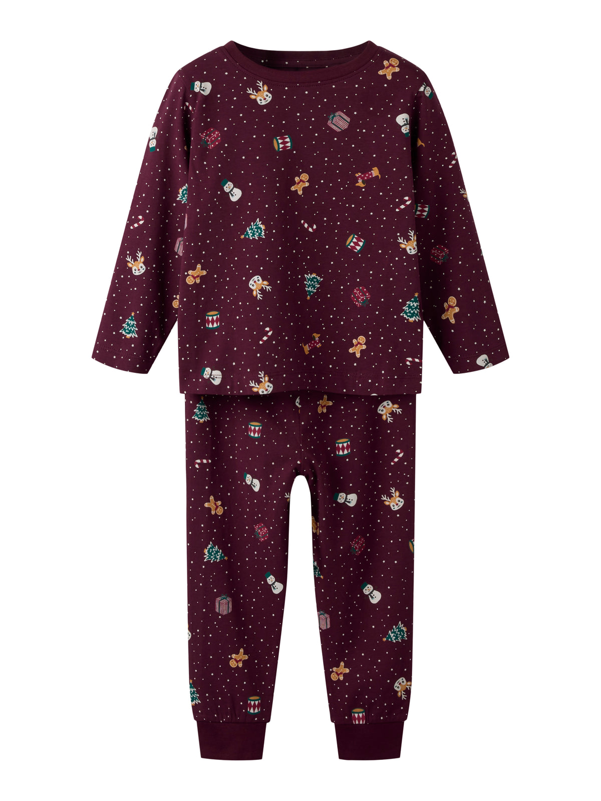 Name It Vismas - LS Nightset - Burgundy / Christmas