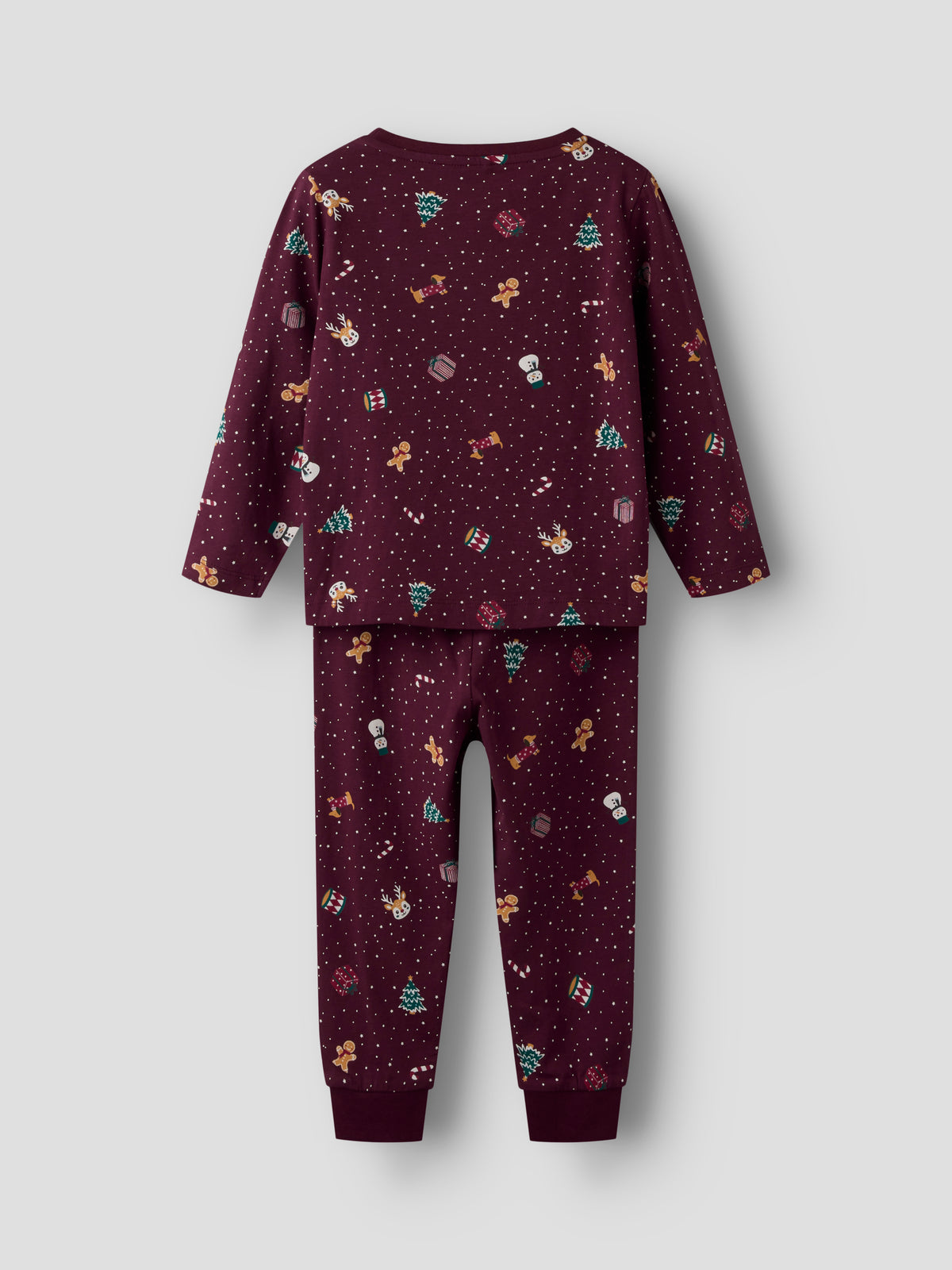 Name It Vismas - LS Nightset - Burgundy / Christmas