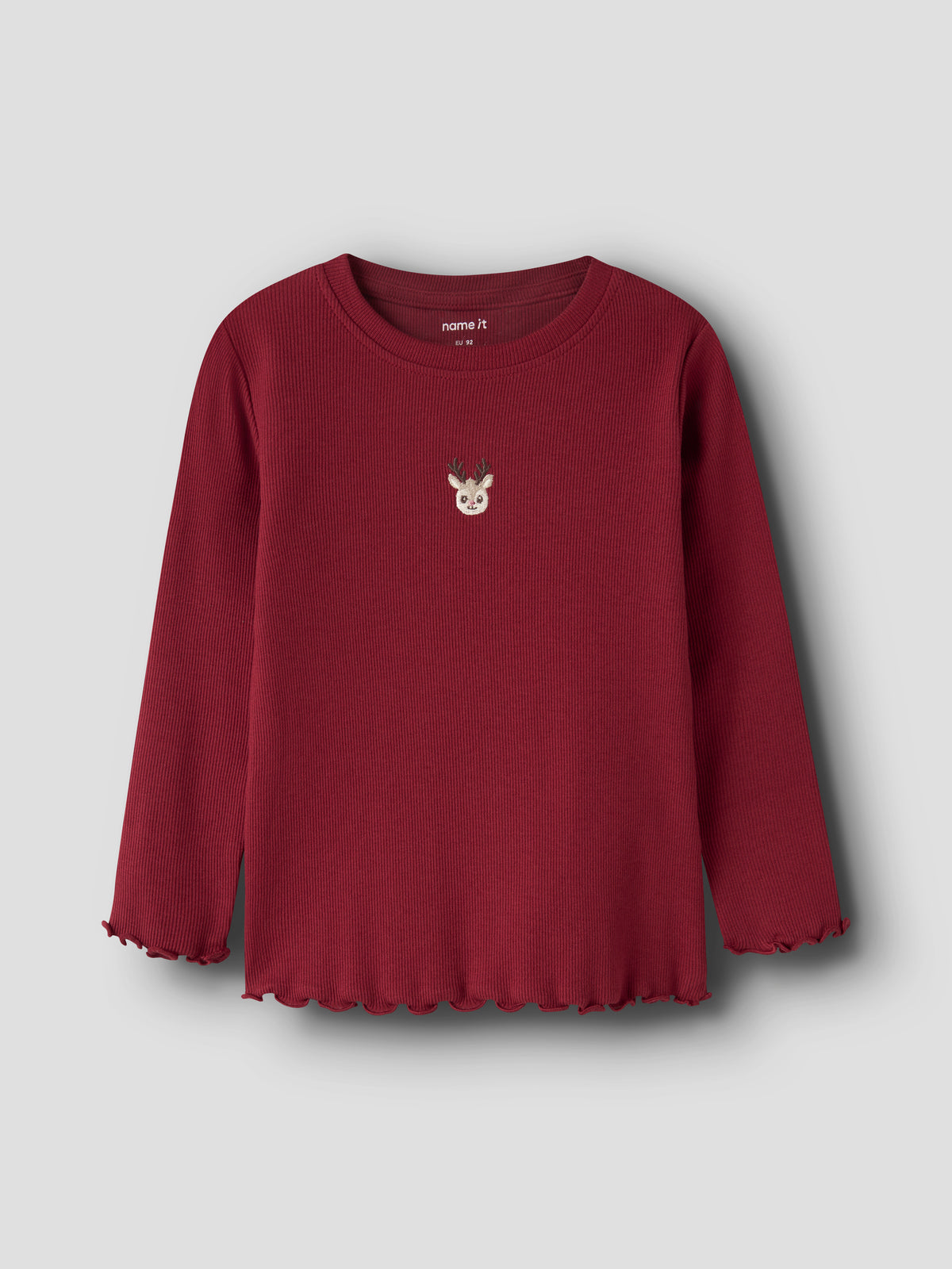 Name It Vivemmas - LS Slim Top - Red Dahlia / Reindeer