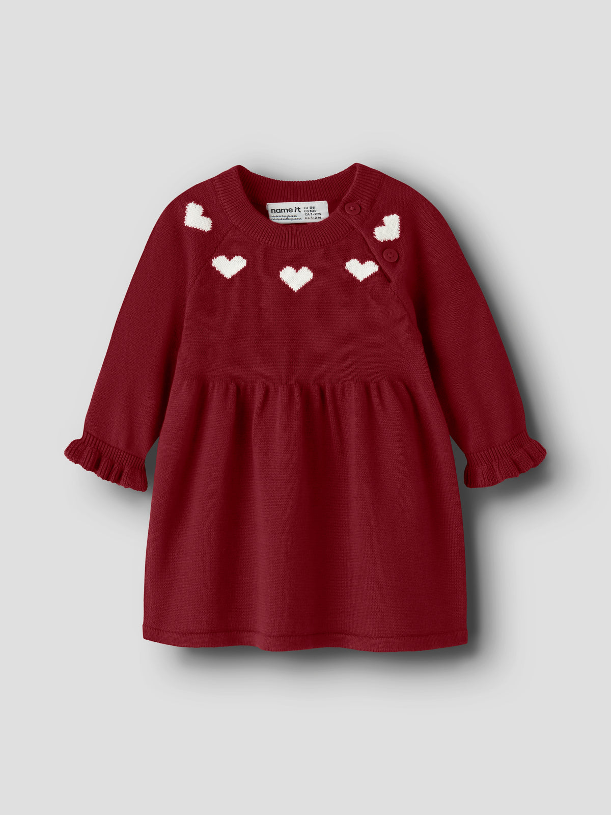 Name It Risse - LS Knit Dress - Red Dahlia