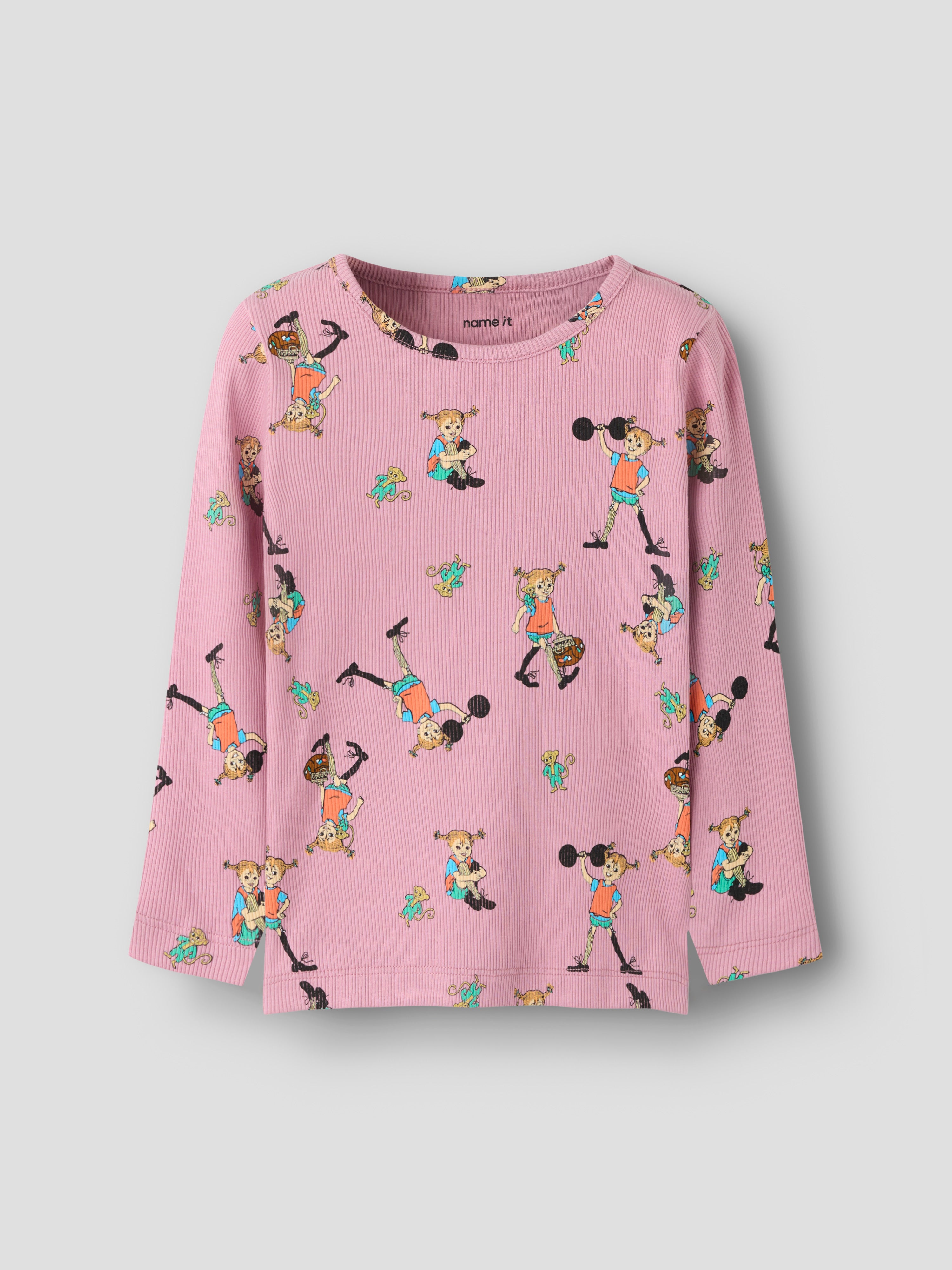 Name It Ara - Pippi LS Slim Top Sky - Lilas