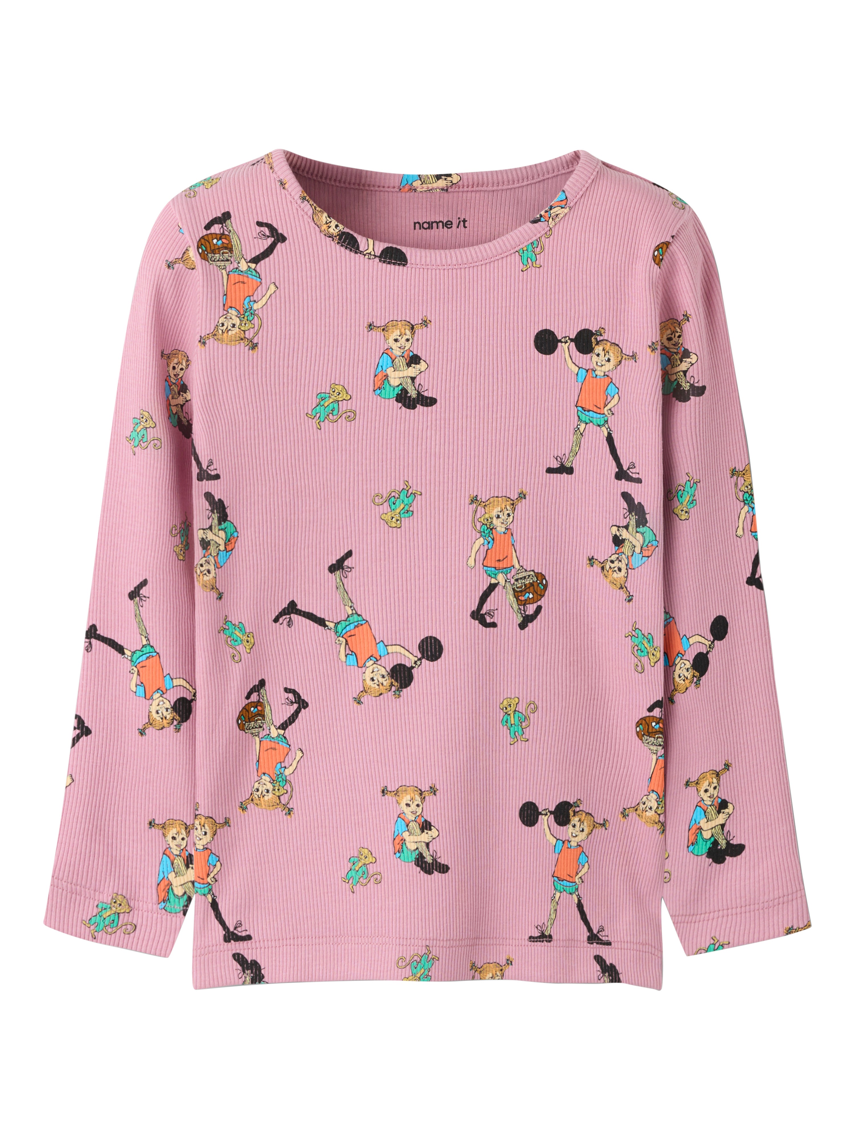 Name It Ara - Pippi LS Slim Top Sky - Lilas