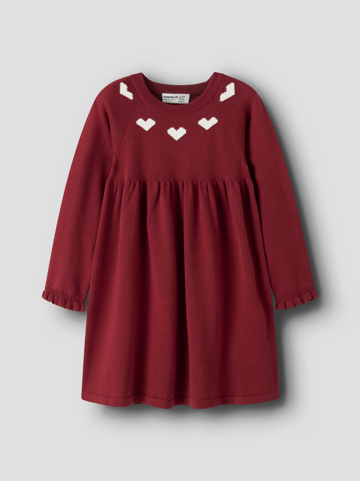 Name It Risse - LS Knit Dress - Red Dahlia
