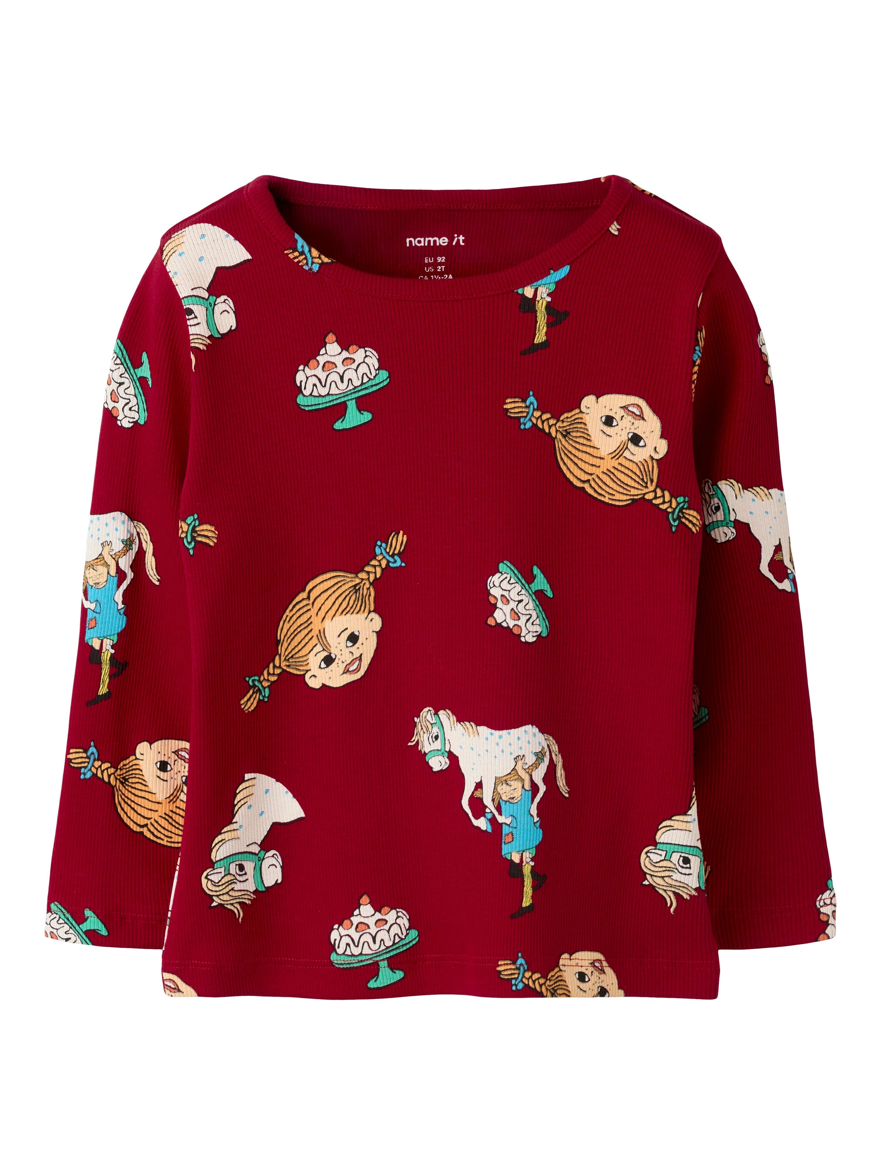 Name It Soca - Pippi LS Top - Urban Red