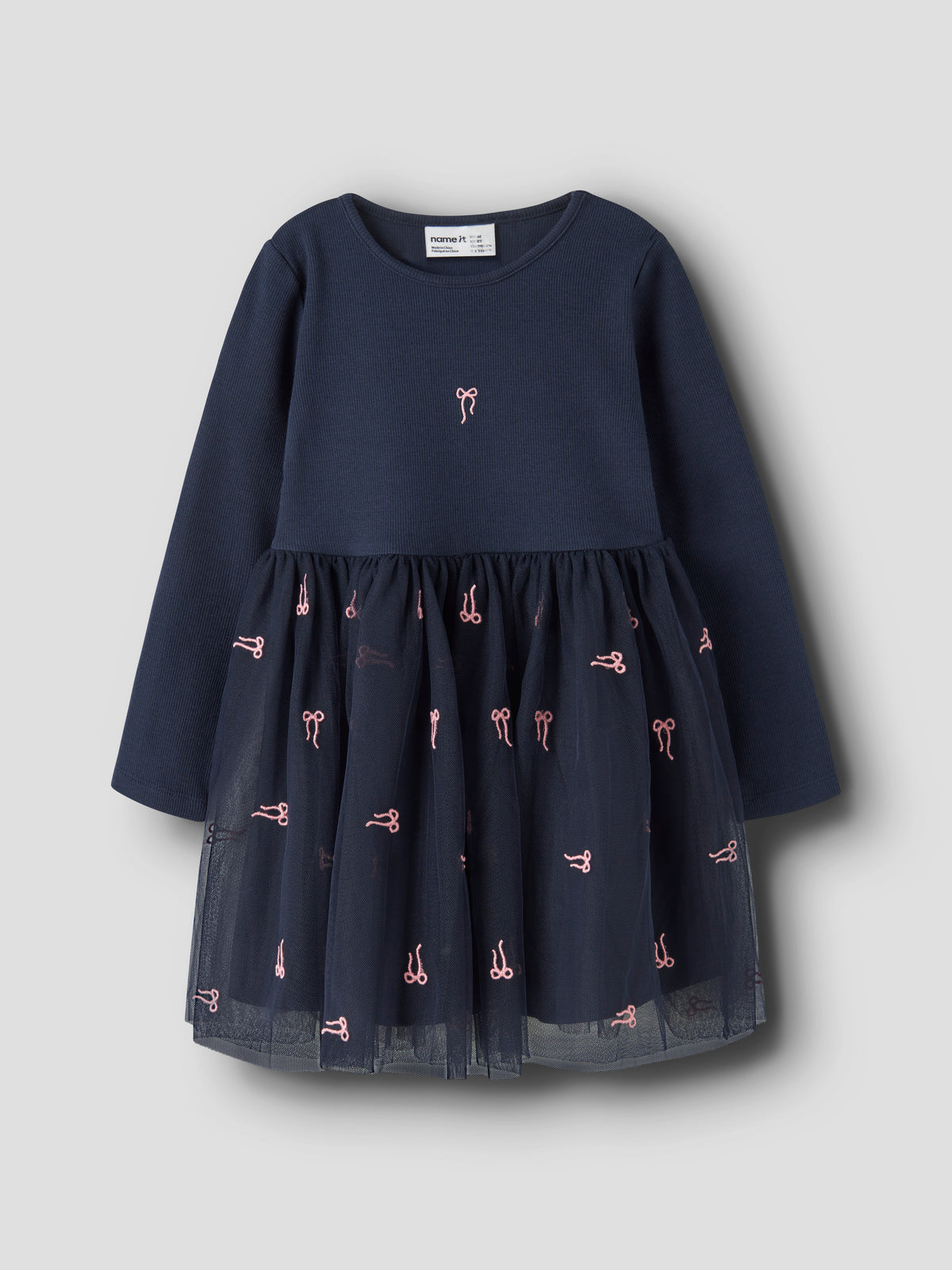 Name It Veross - LS Tulle Dress - Navy Blazer / Bow