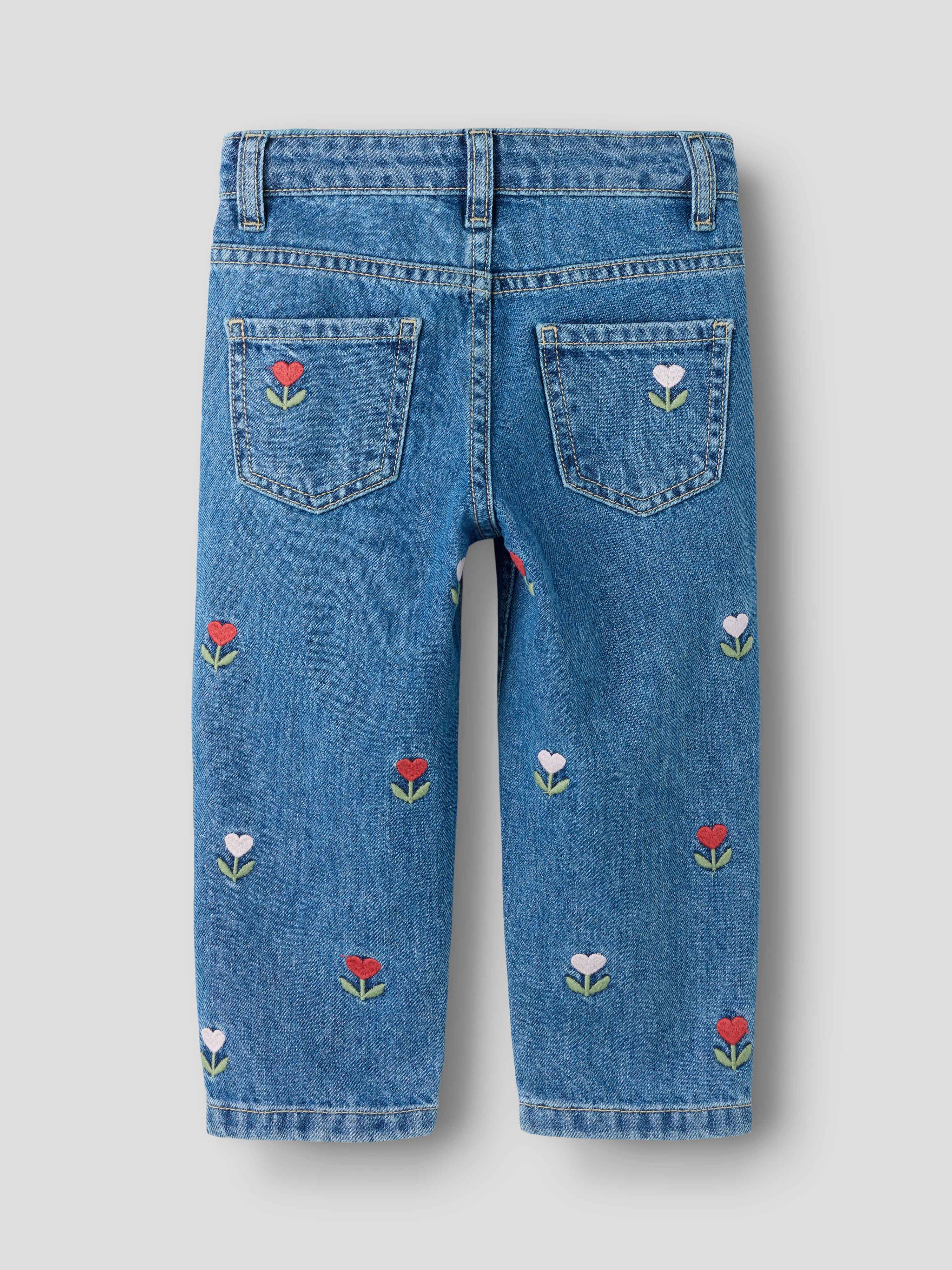 Name It Bella - Mom Denim Emb. Jeans - Medium Blue Denim / Emb.