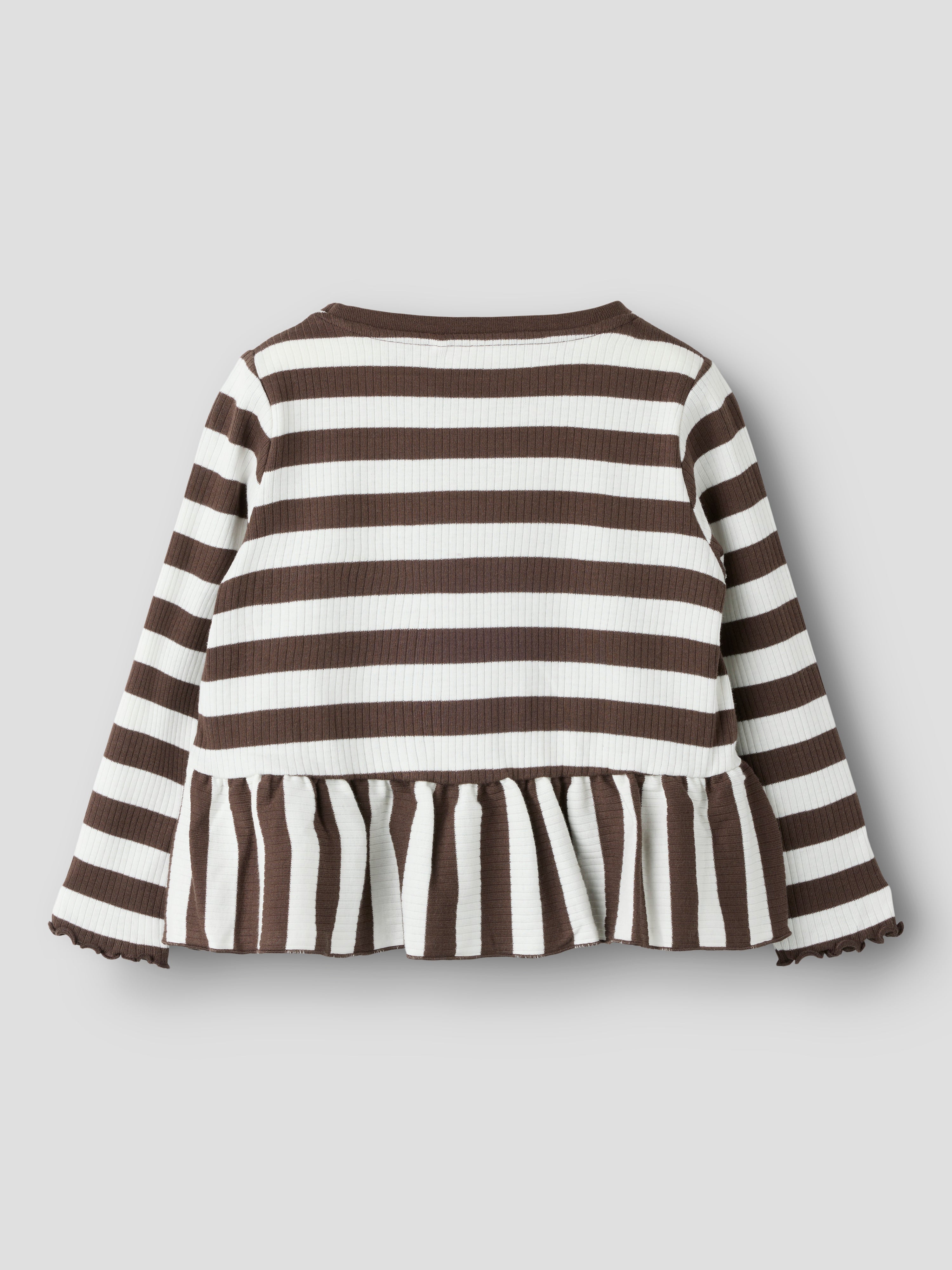 Name It - Nilje LS Peplum Top - Chocolate Brown / Cloud Dancer