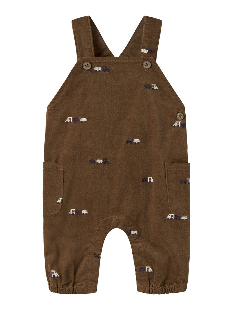 Name It Ben - Baggy EMB Cord Overall 9210 - Sepia / Train Emb