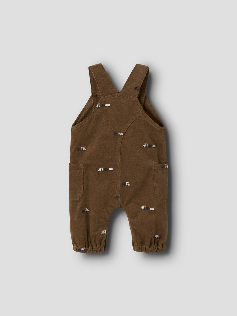 Name It Ben - Baggy EMB Cord Overall 9210 - Sepia / Train Emb