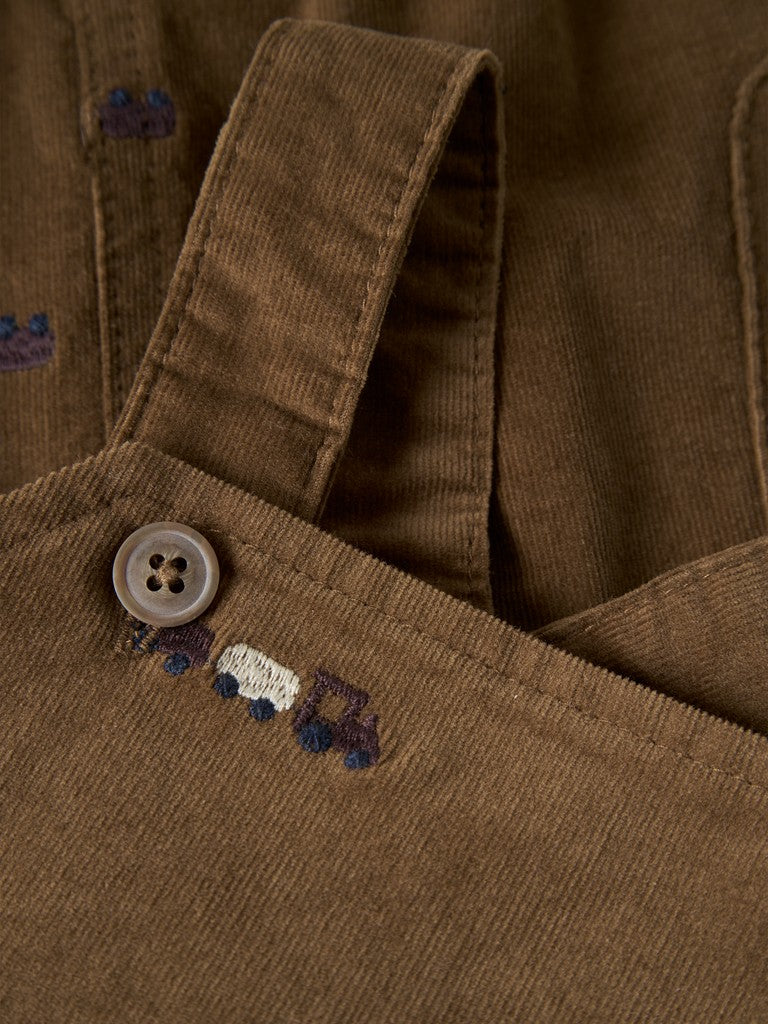 Name It Ben - Baggy EMB Cord Overall 9210 - Sepia / Train Emb