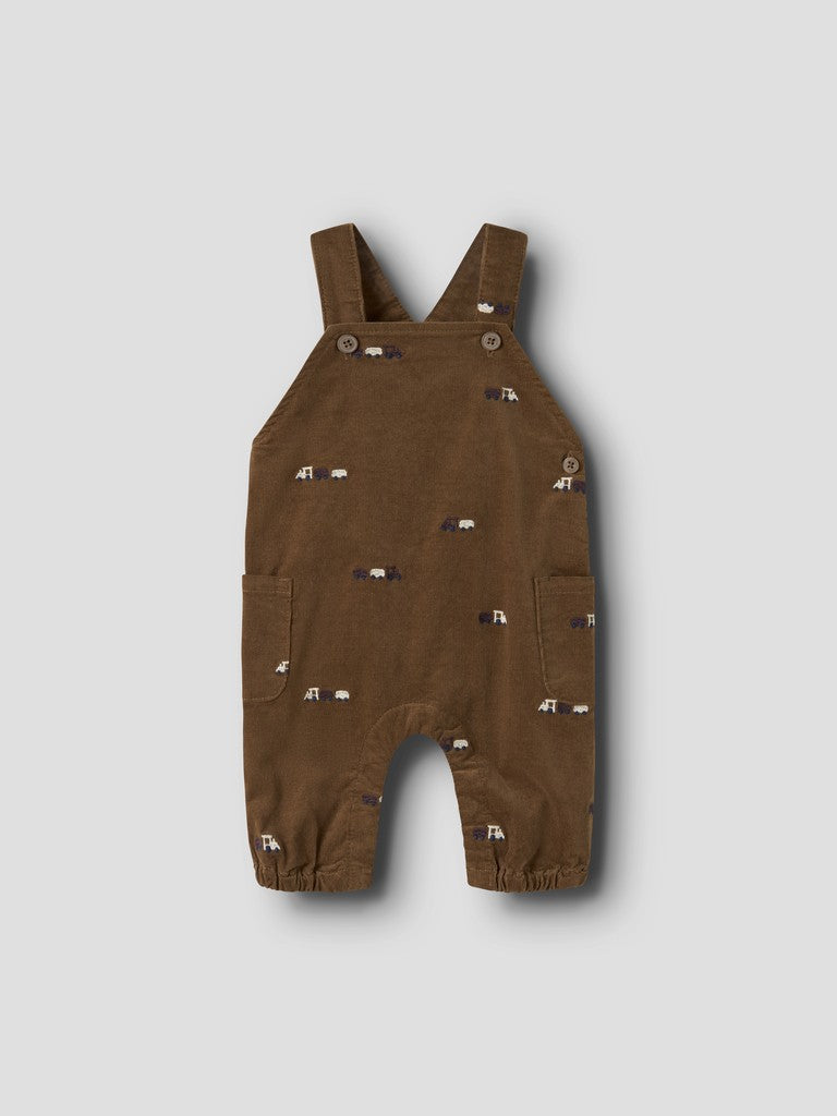 Name It Ben - Baggy EMB Cord Overall 9210 - Sepia / Train Emb