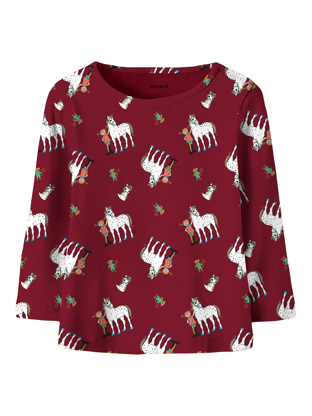 Name It Okka - Pippi LS Slim Top - Red Dahlia