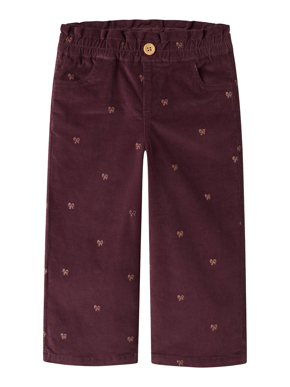 Name It Bella - Wide Cord Glitter Pant - Catawba Grape / Glitter Bow