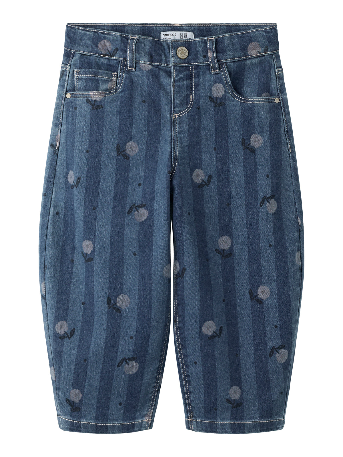 Name It Bella - Barrel Jeans 6699 - Medium Blue Denim / Flowers