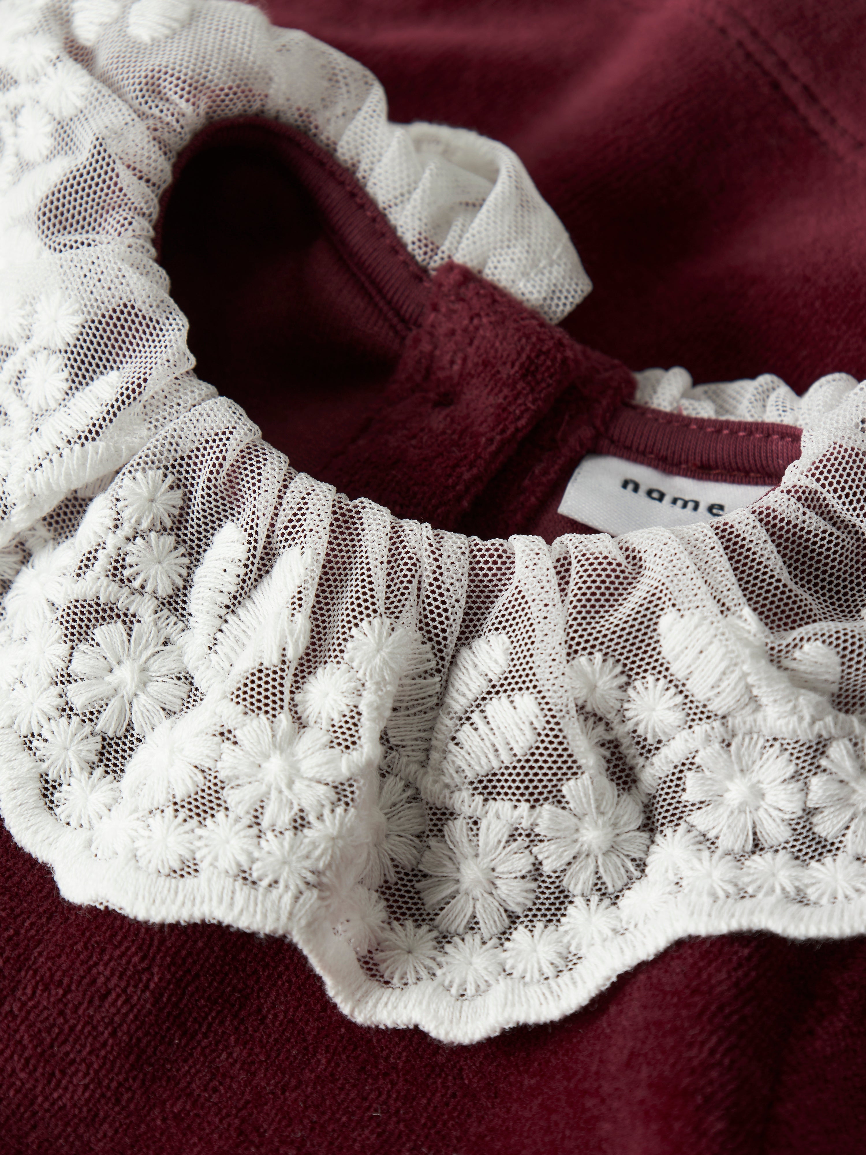 Name It Roxy LS Vel Dress - Burgundy