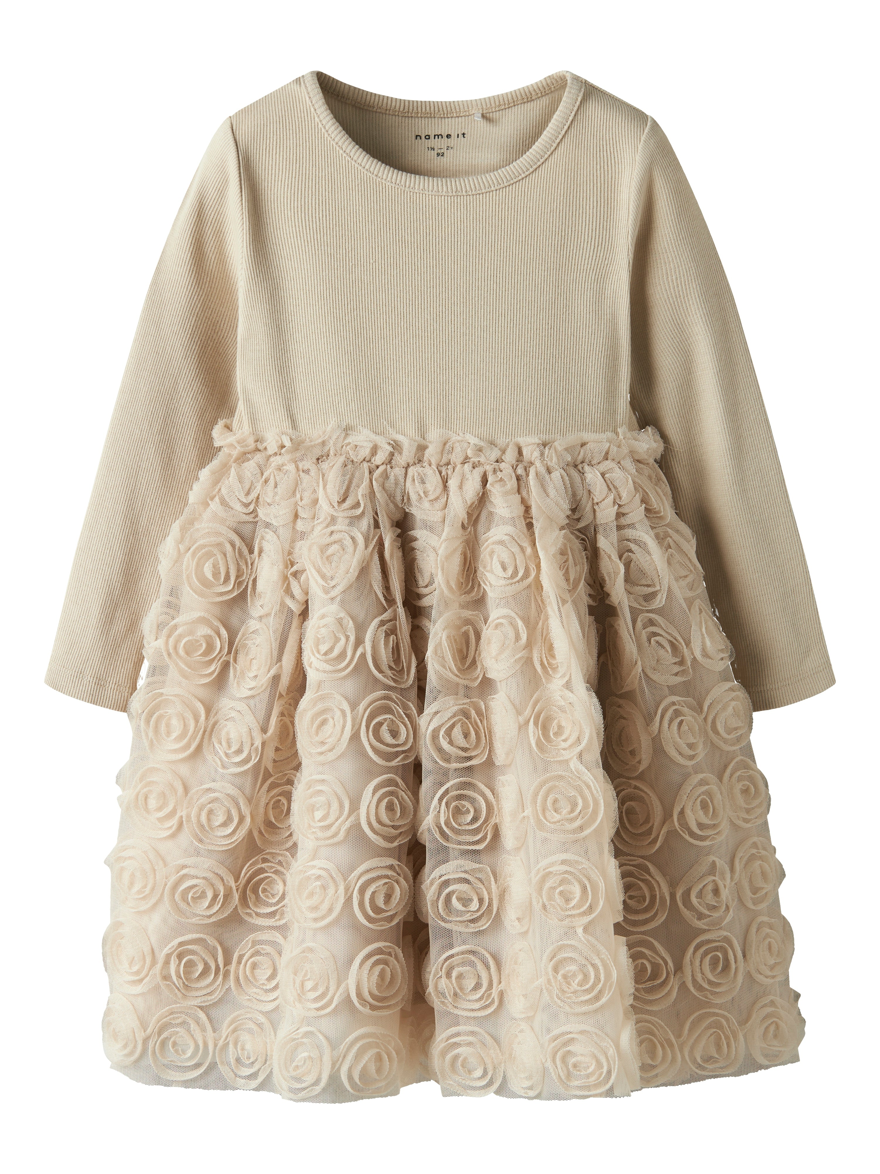 Name It Sykia Tulle LS Dress - Cement