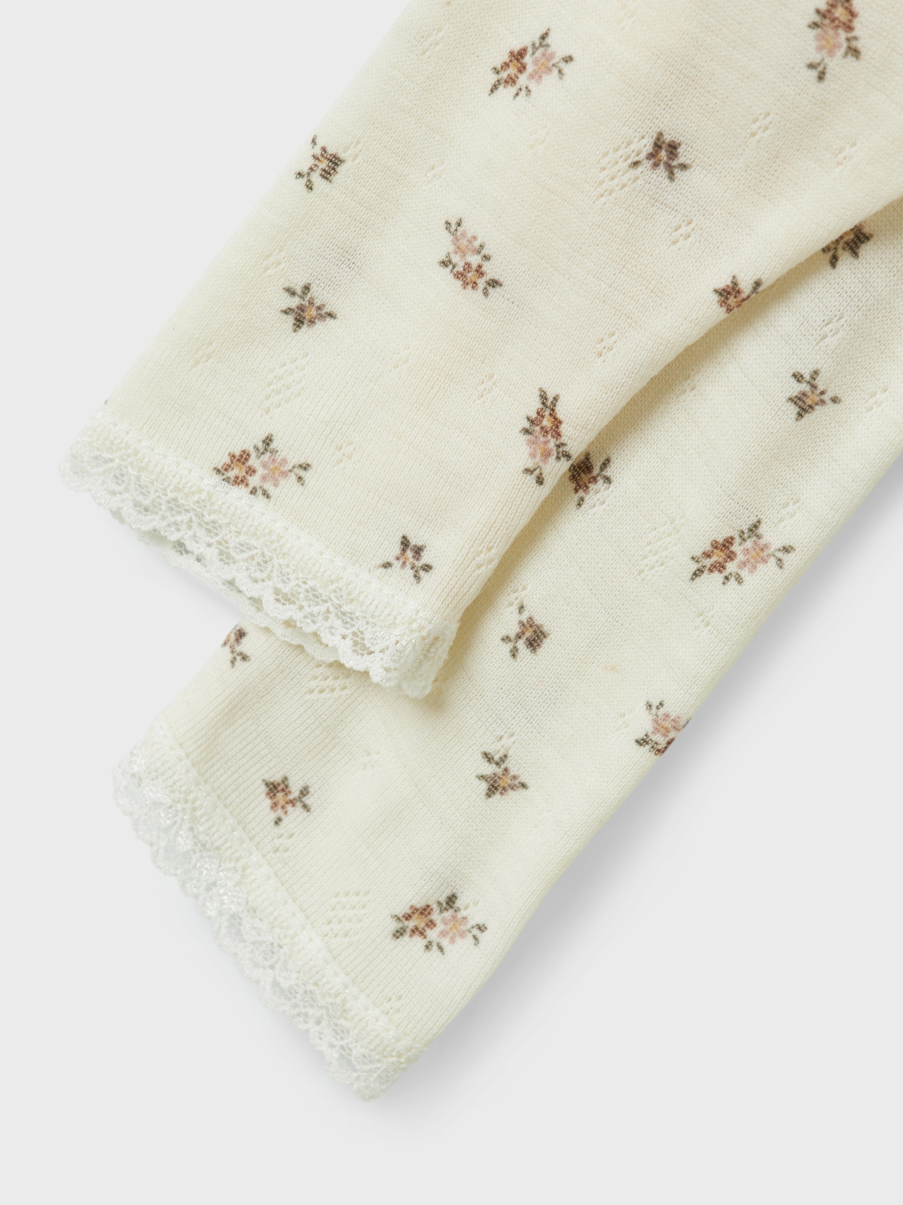 Name It Wang Wool Needle Leggings - Snow White/Flower