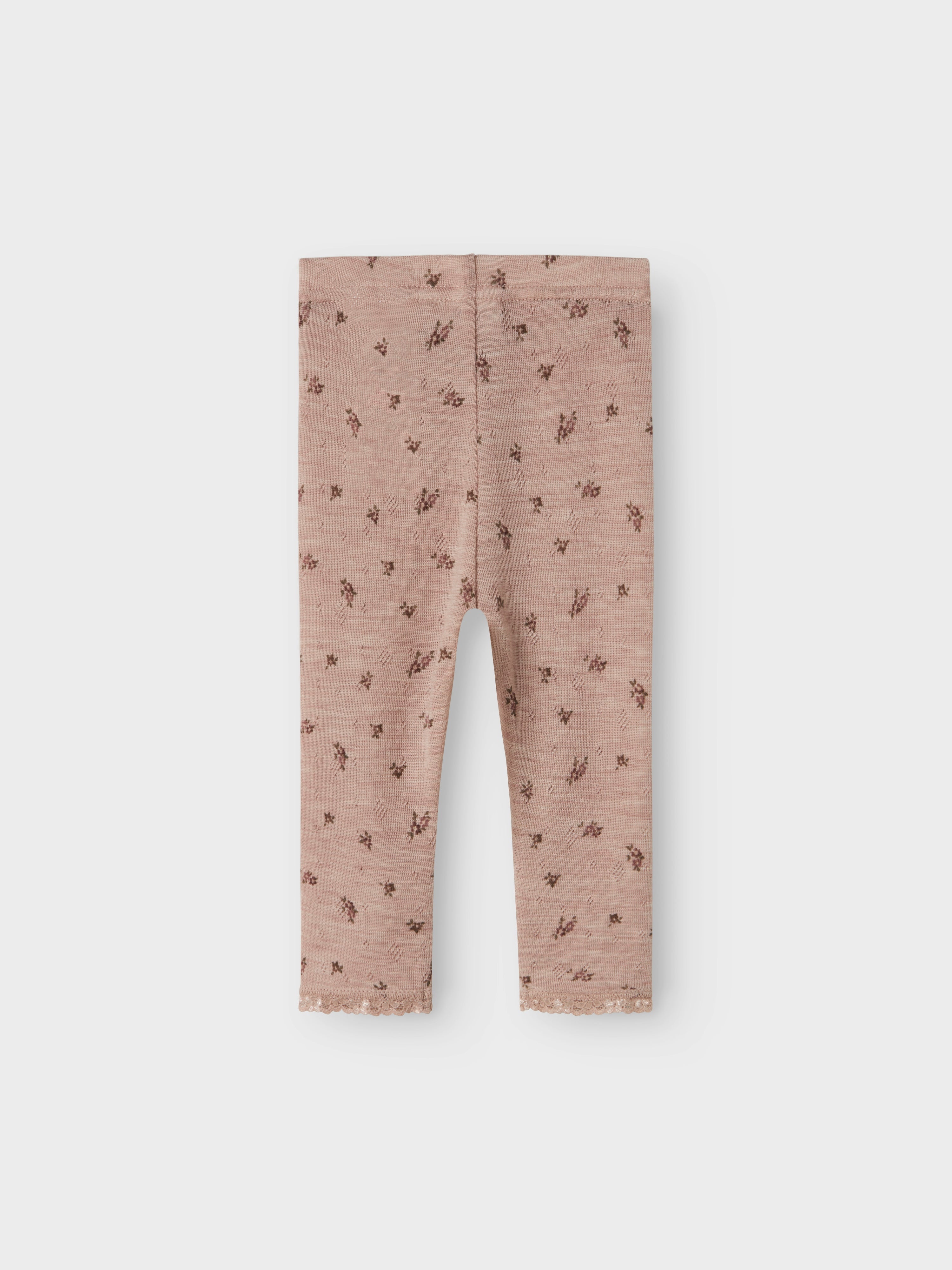 Name It Wang Wool Needle Leggings - Shadow Gray/Flower