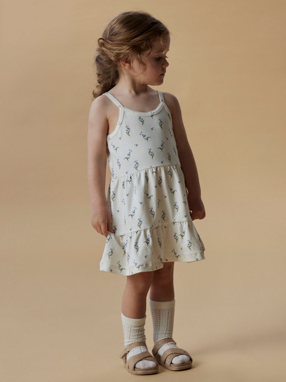 Lil Atelier Gayo San Strap Dress - Coconut Milk/Forget med not
