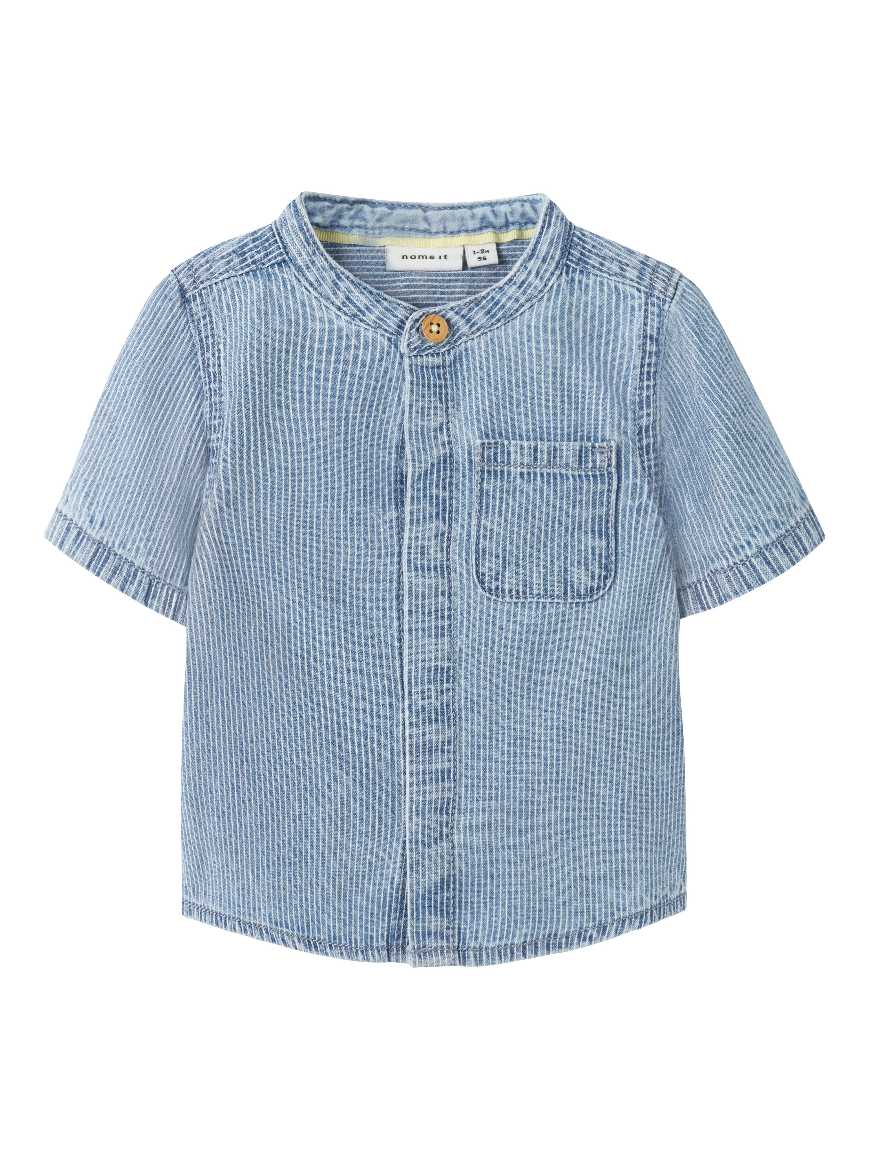 Name It Leo - Stripe Denim SS Shirt - Light Blue Denim