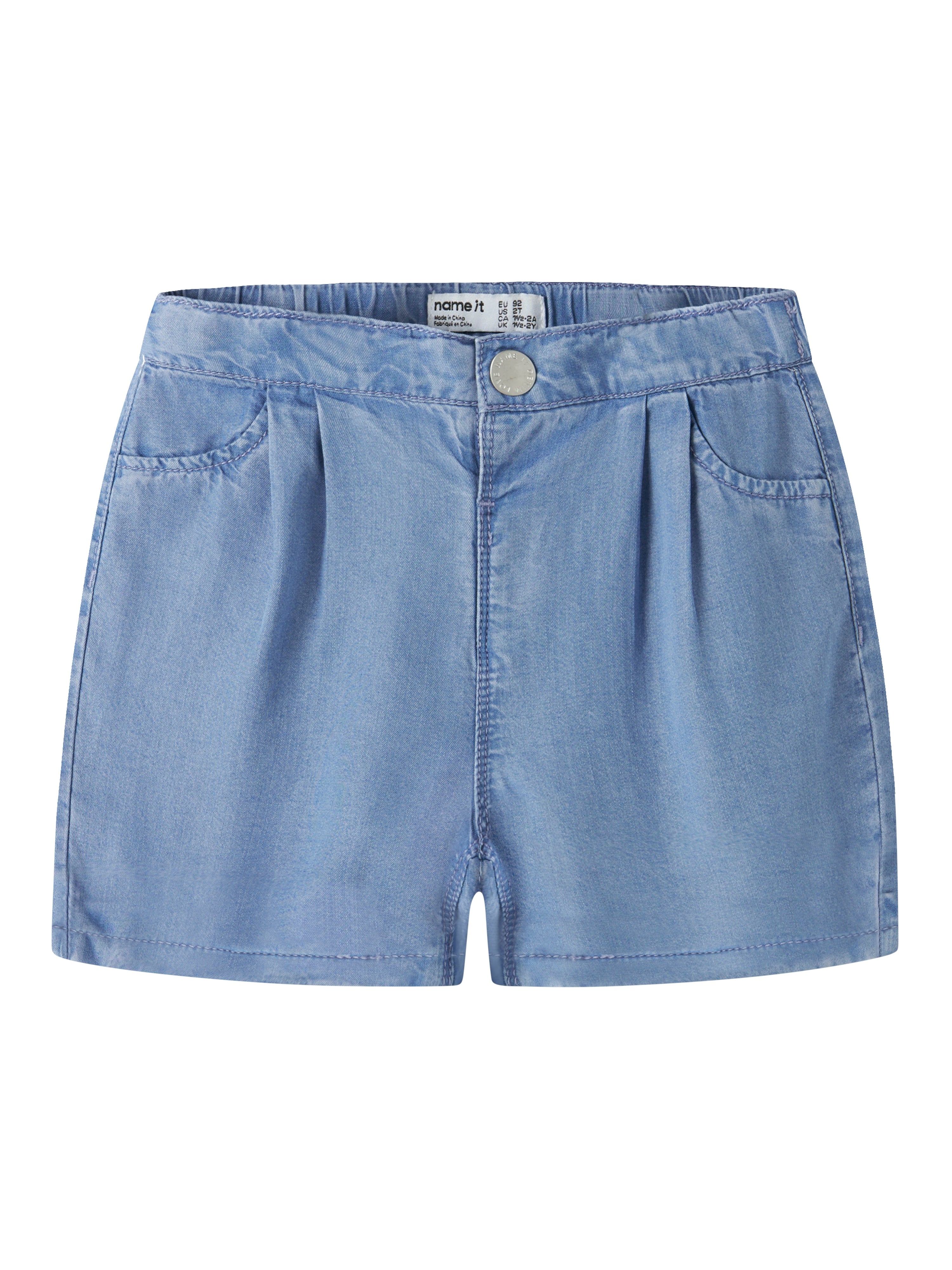 Name It Bella - Denim Pleat Shorts - Medium Blue Denim