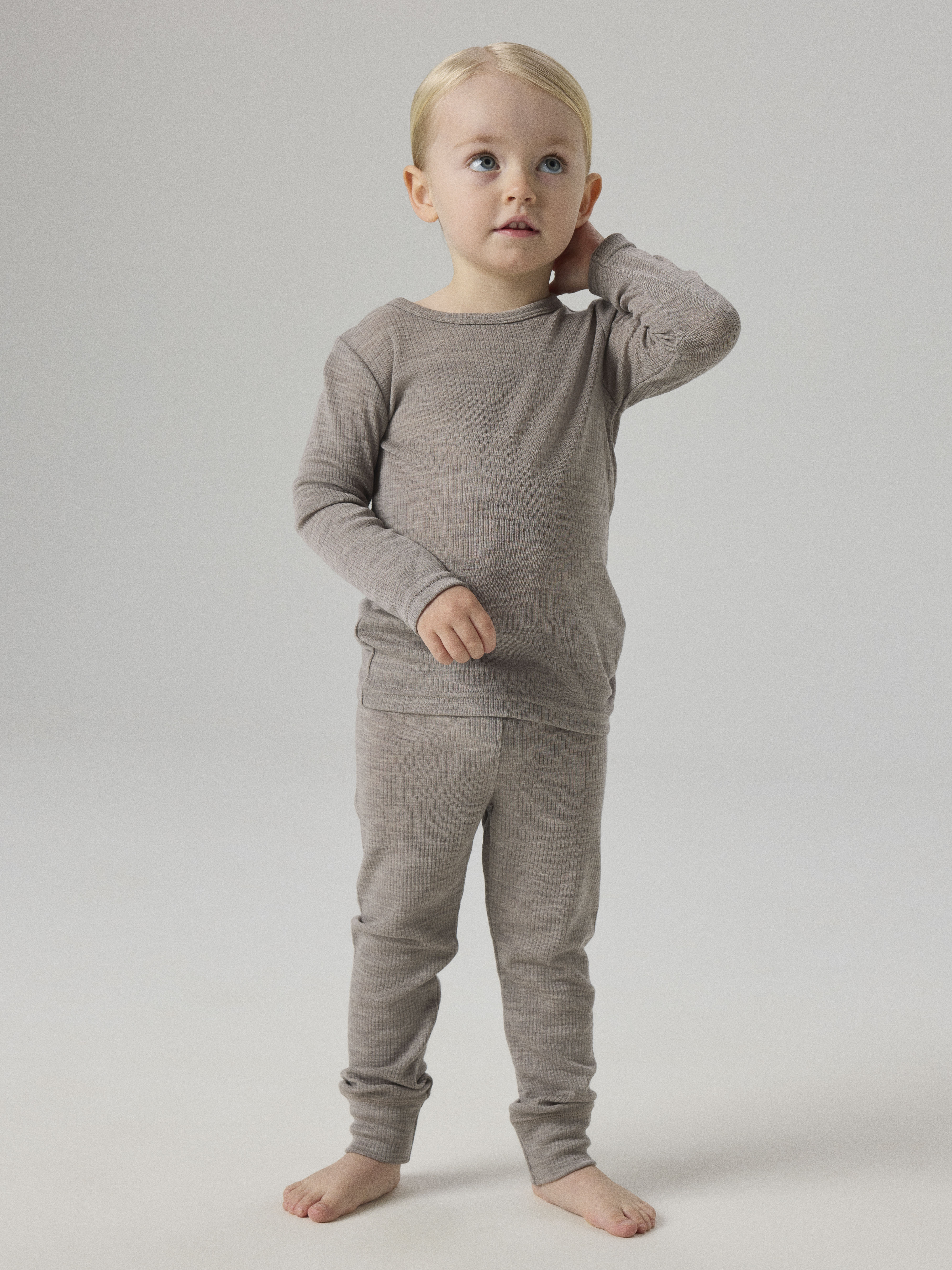 Name It Wax - Wool Rib LS Top - Satellite