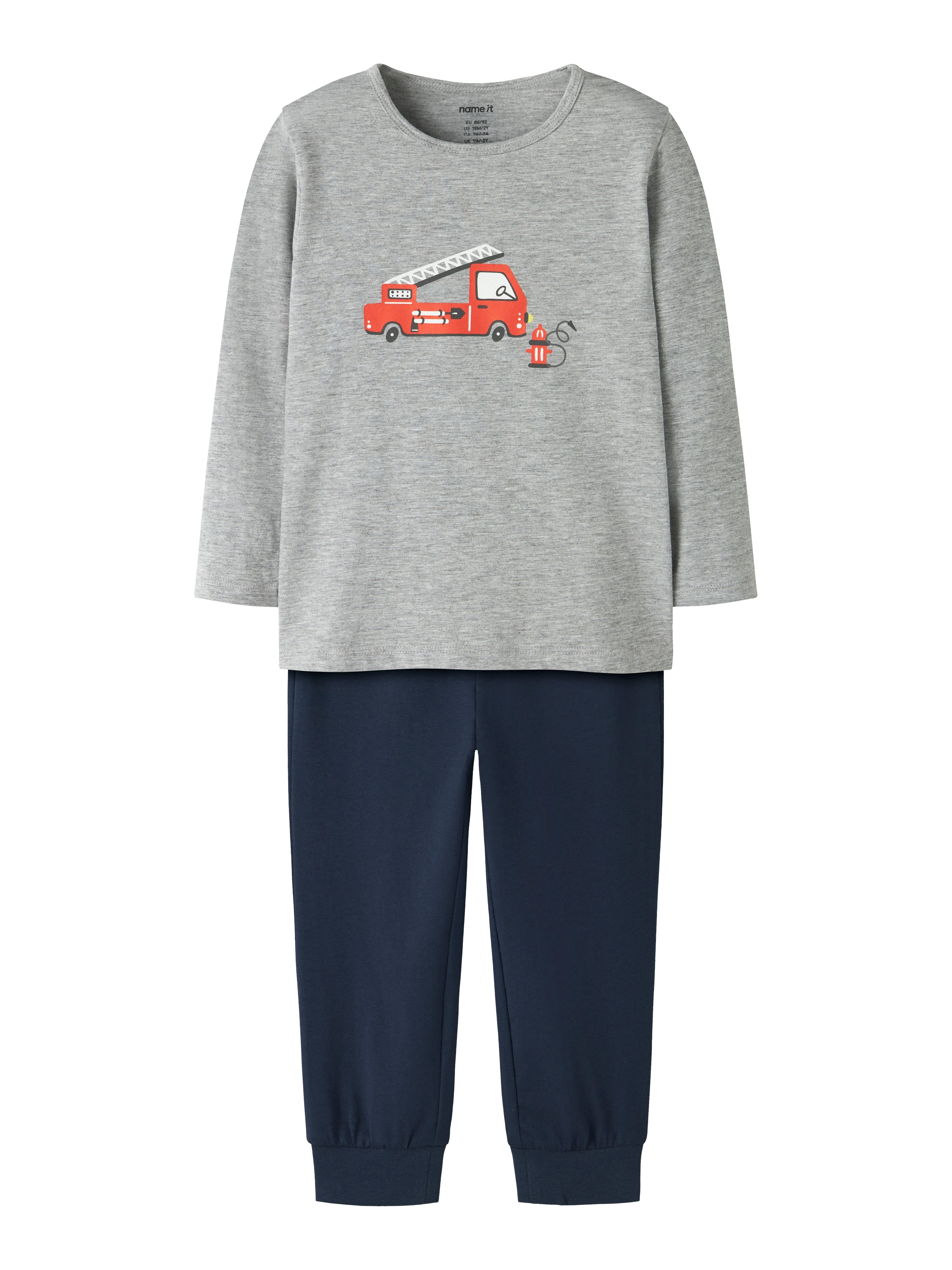 Name It Nightset Grey Firetruck NOOS - Grey Melange
