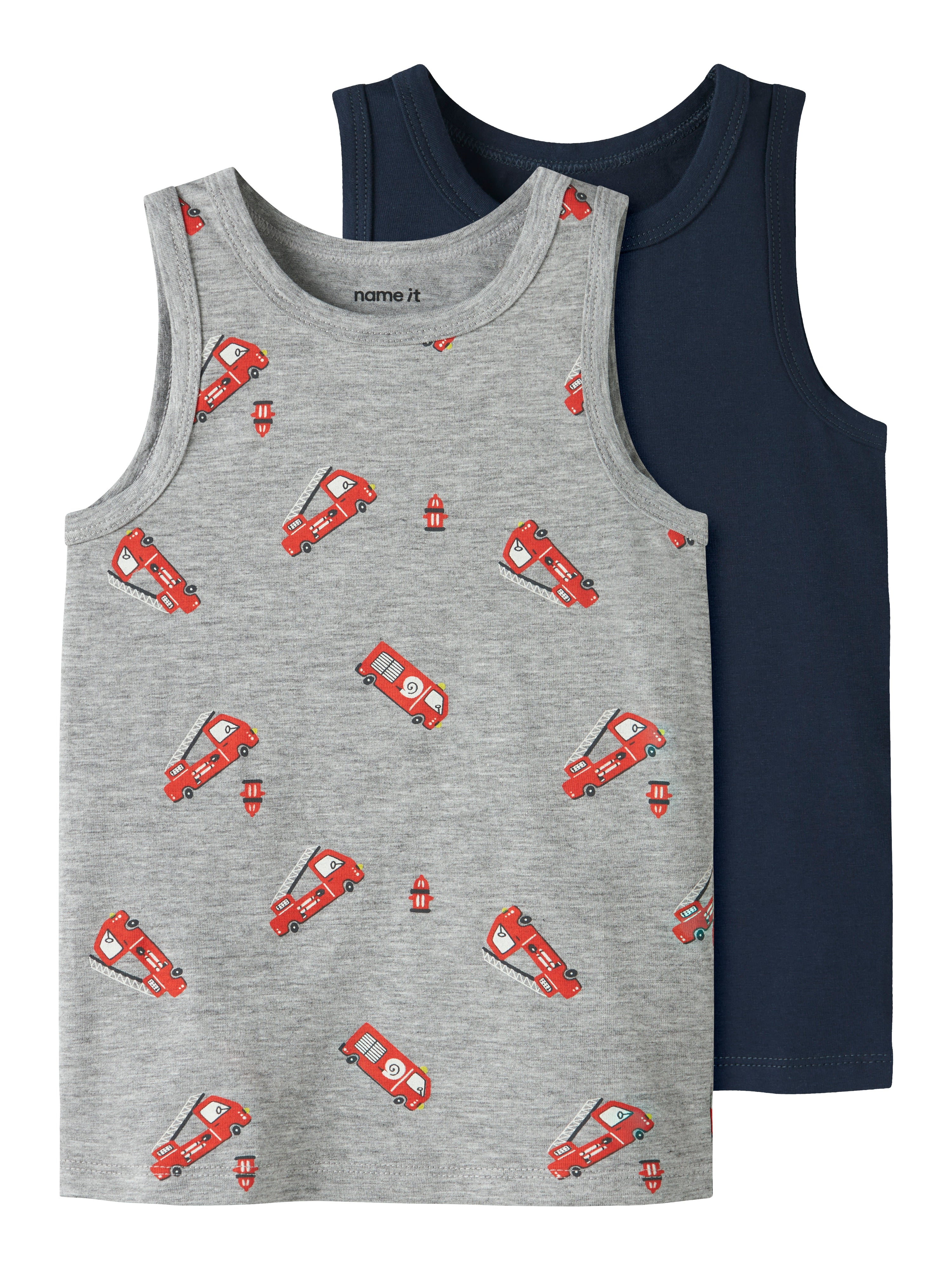 Name It Tank Top 2pak Grey Firetruck NOOS - Grey Melange