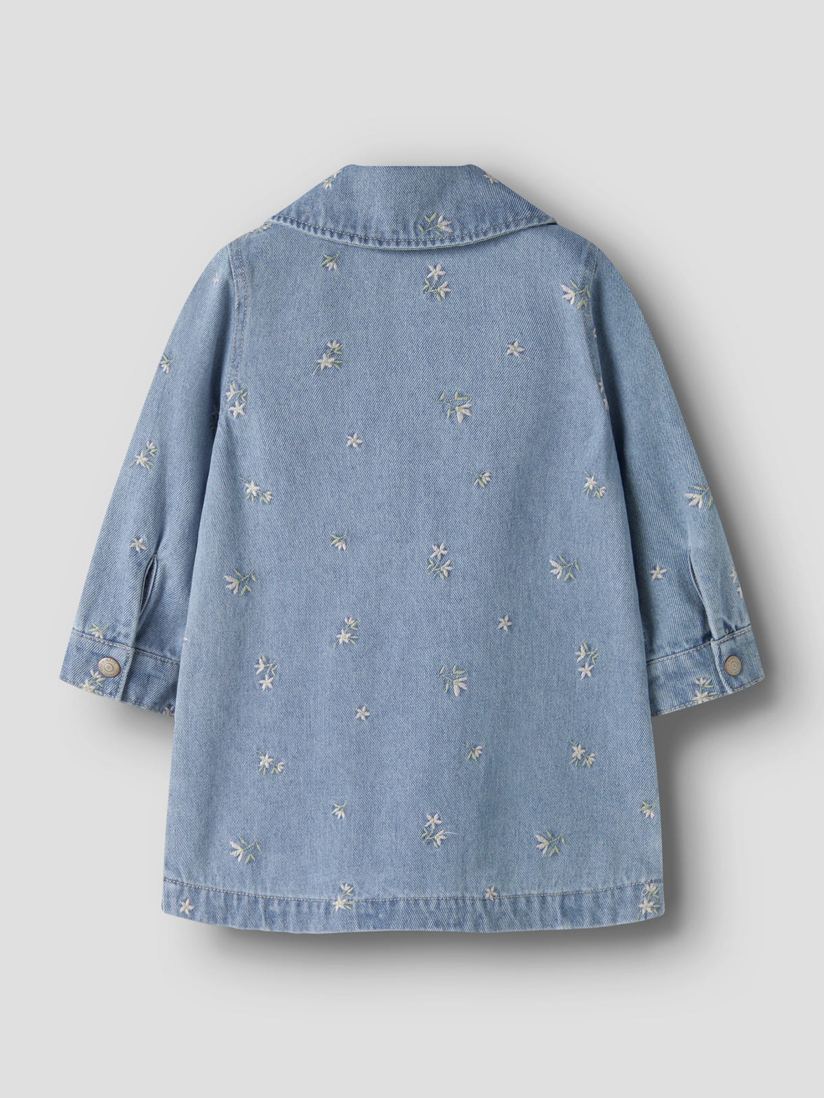 Name It Piper - LS Denim Dress - Light Blue Denim / Flower Emb.