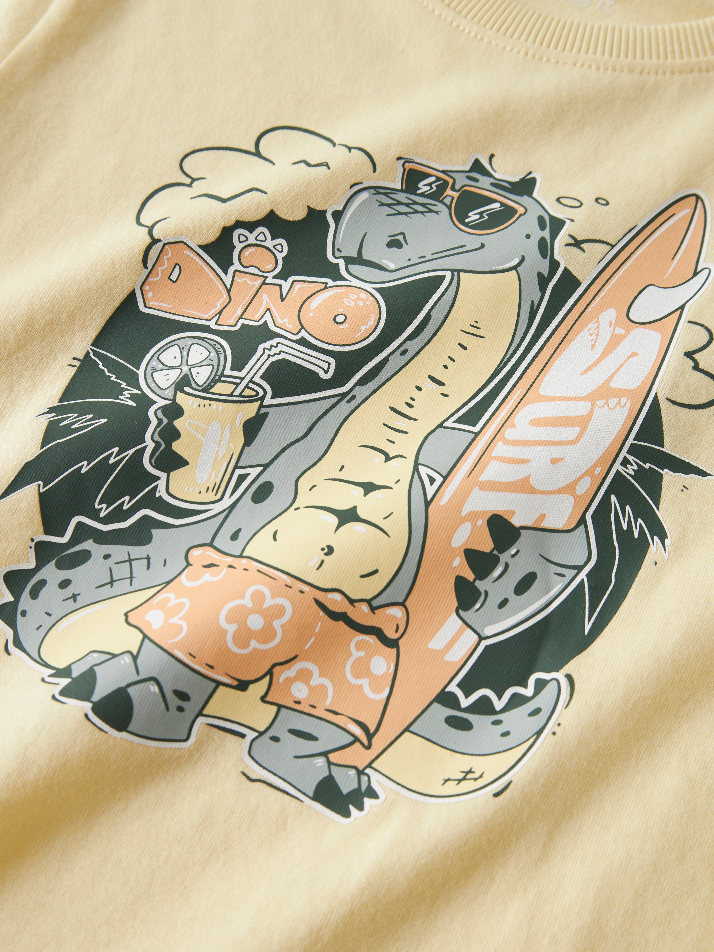 Name It Vanyo - SS Top - Double Cream Dino Surf
