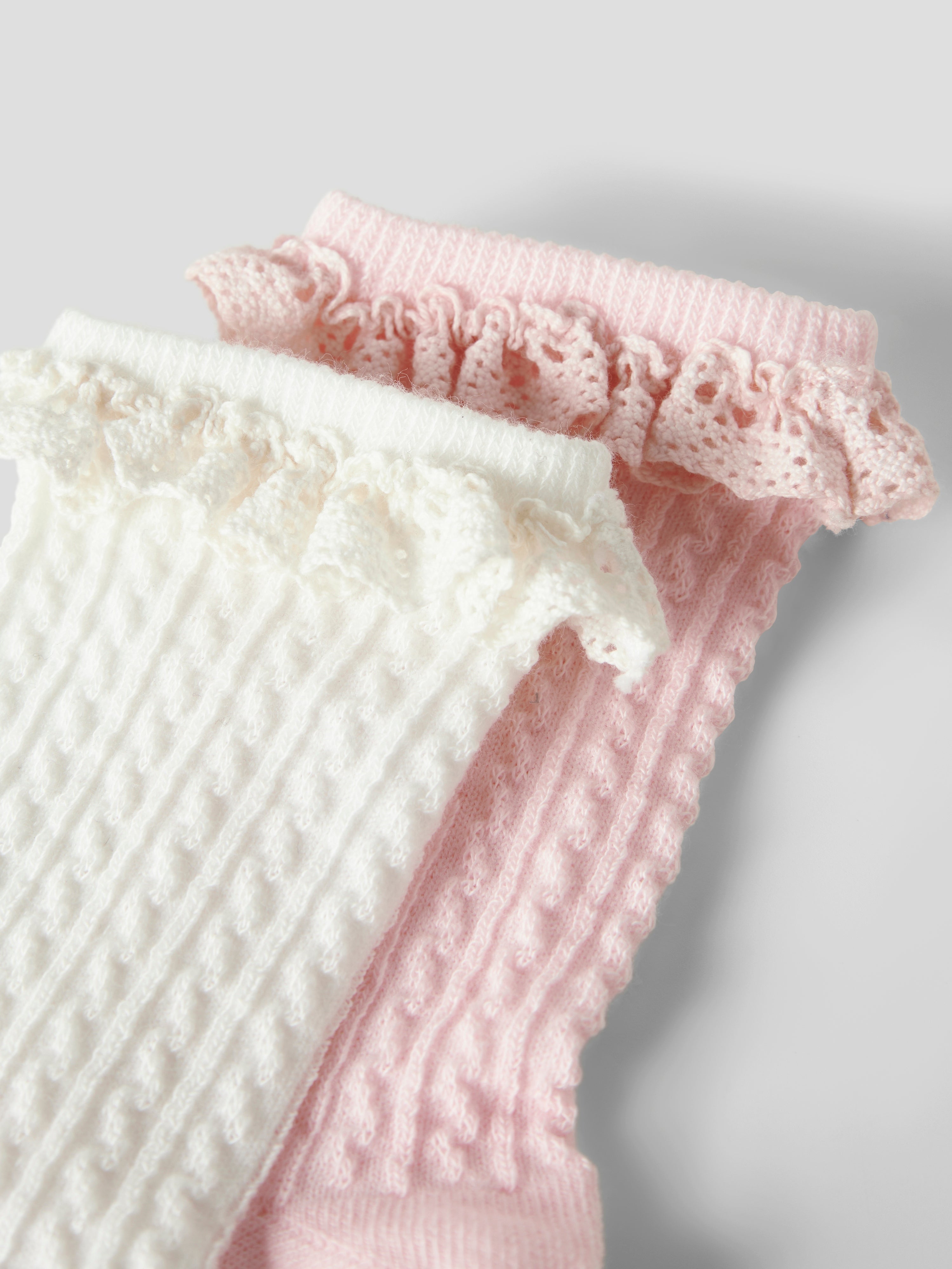 Name It Hermine 2 pack strømper - Cloud Dancer/Cradle Pink